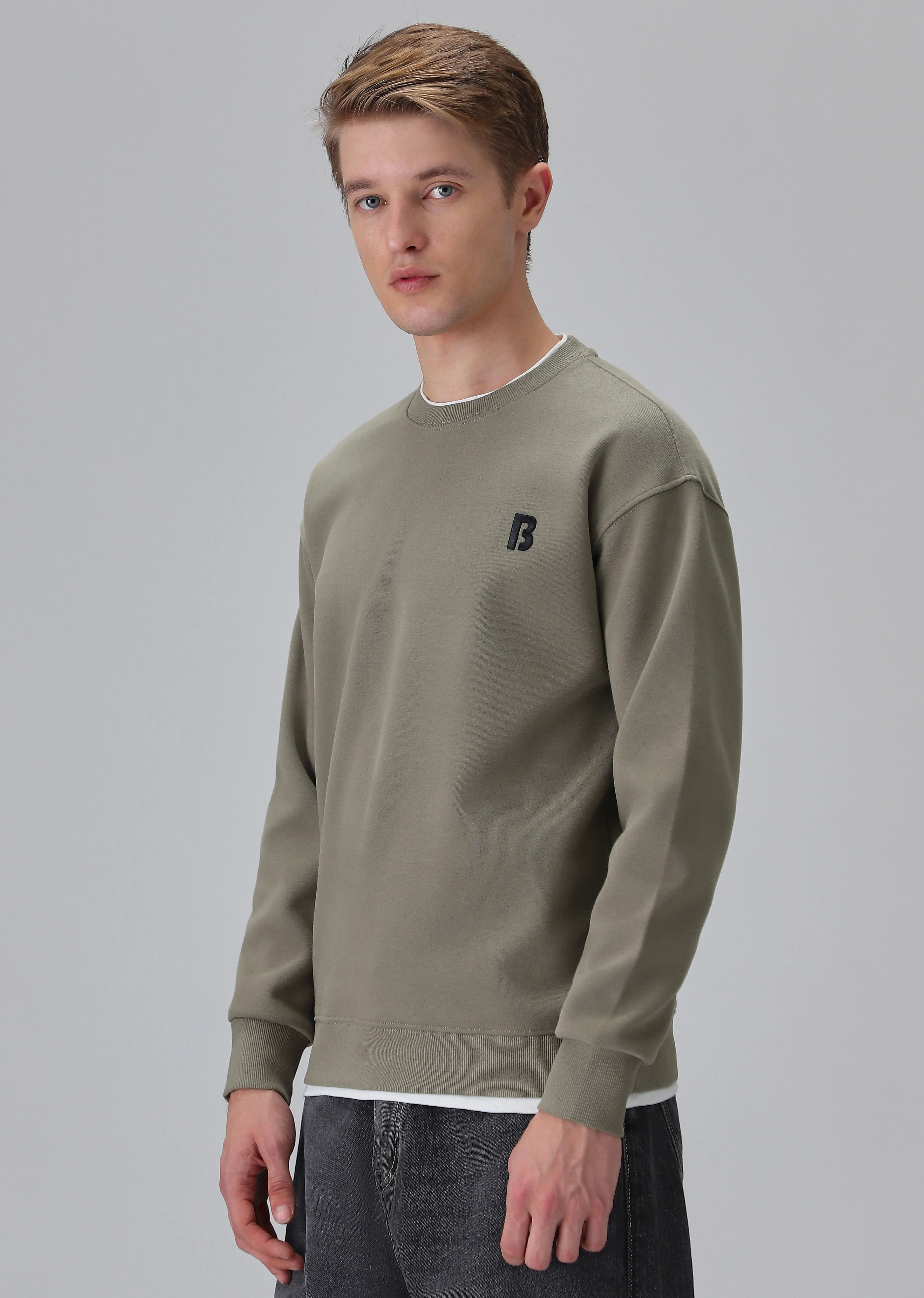 Olive White Contrast Sweatshirt - Image 4