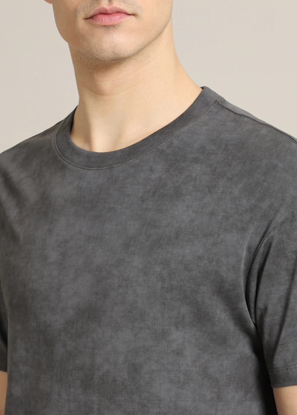Ombre Grey Plain Crew Neck T-Shirt - Image 2