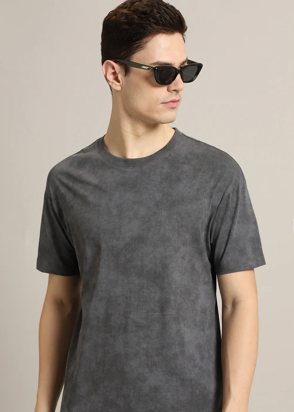 Ombre Grey Plain Crew Neck T-Shirt - Image 5