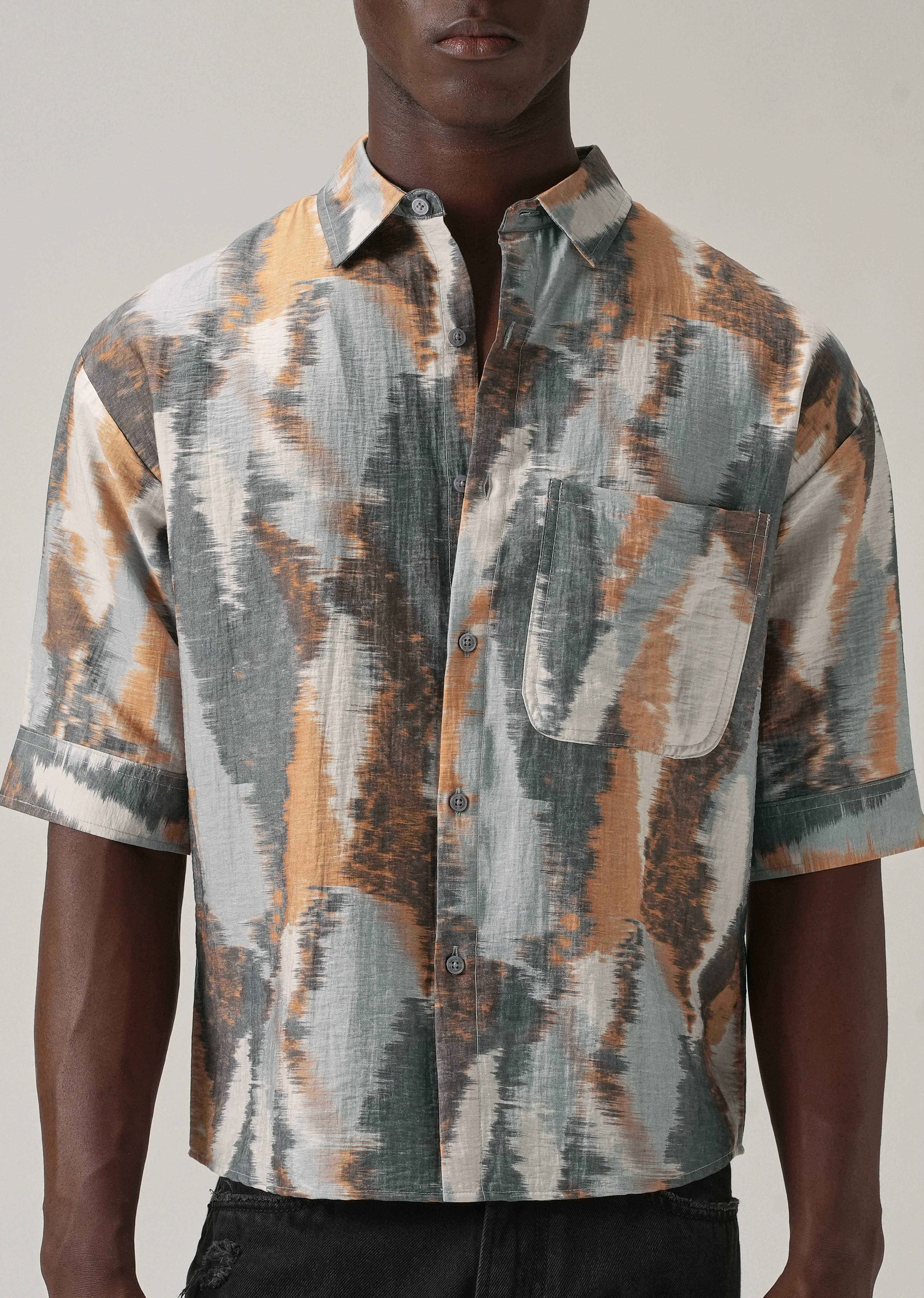Orange Boxy Fit Abstract Printed Shirt - Image 8