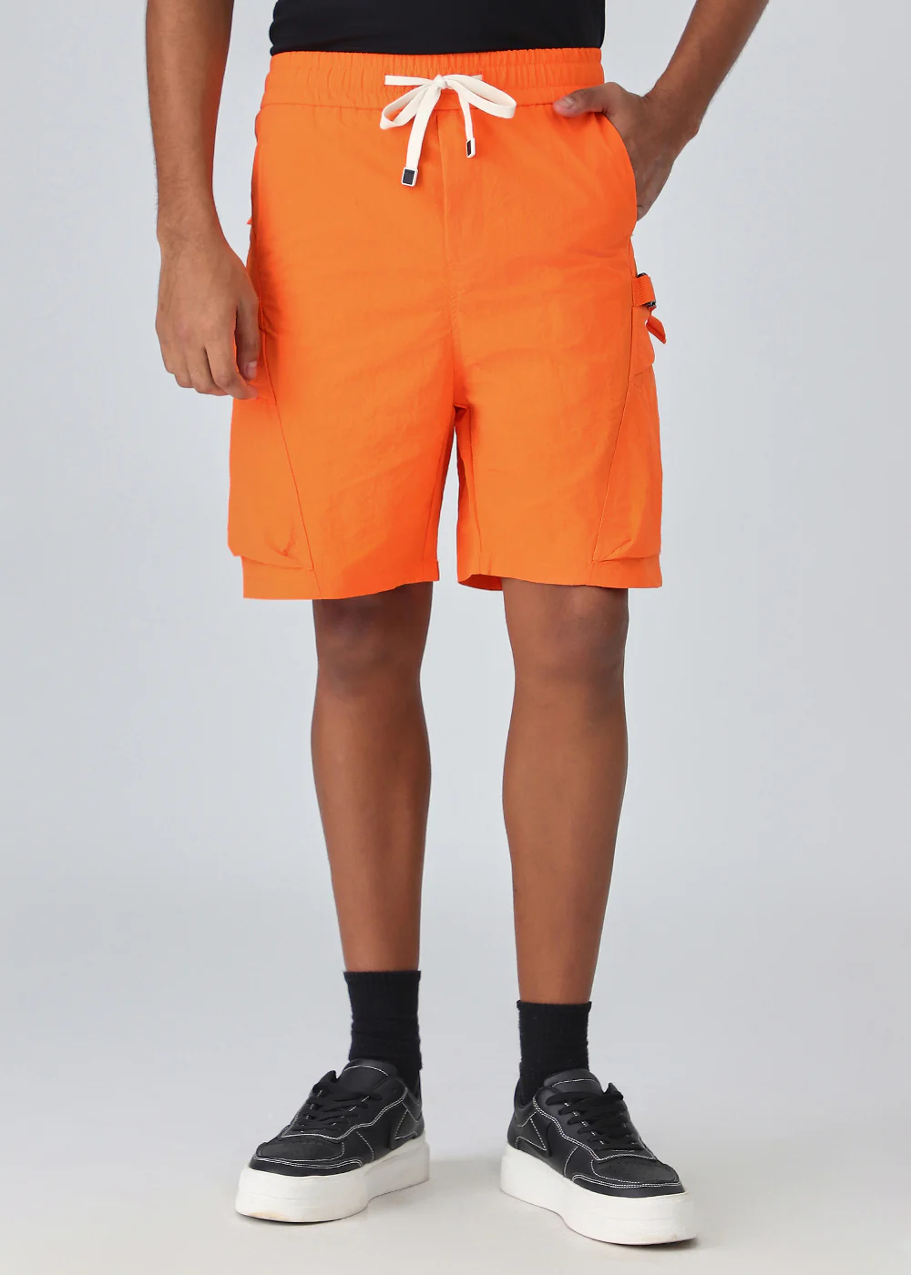 Orange Buckled Cargo Shorts - Image 3