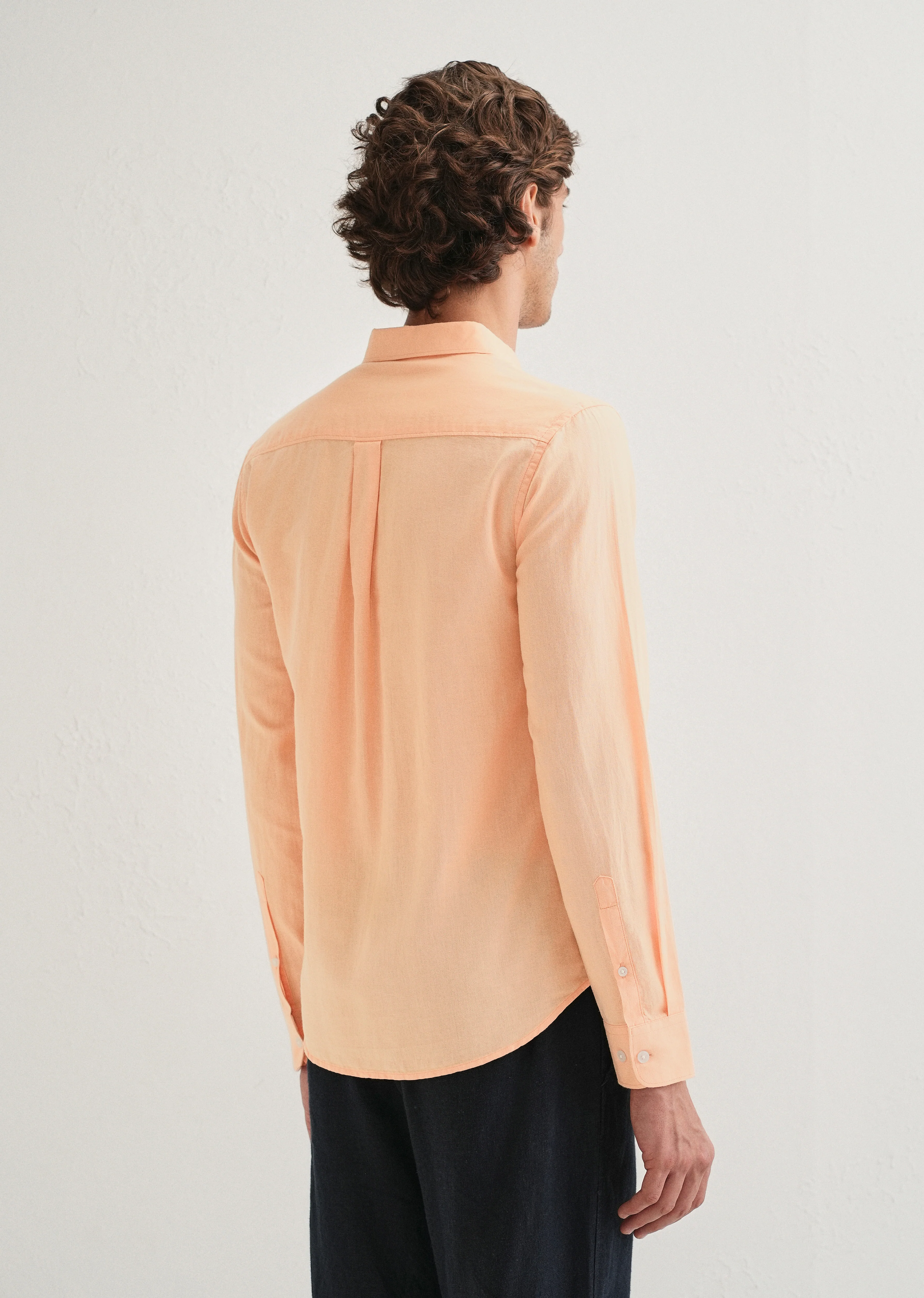 Orange Cotton Linen Shirt - Image 2