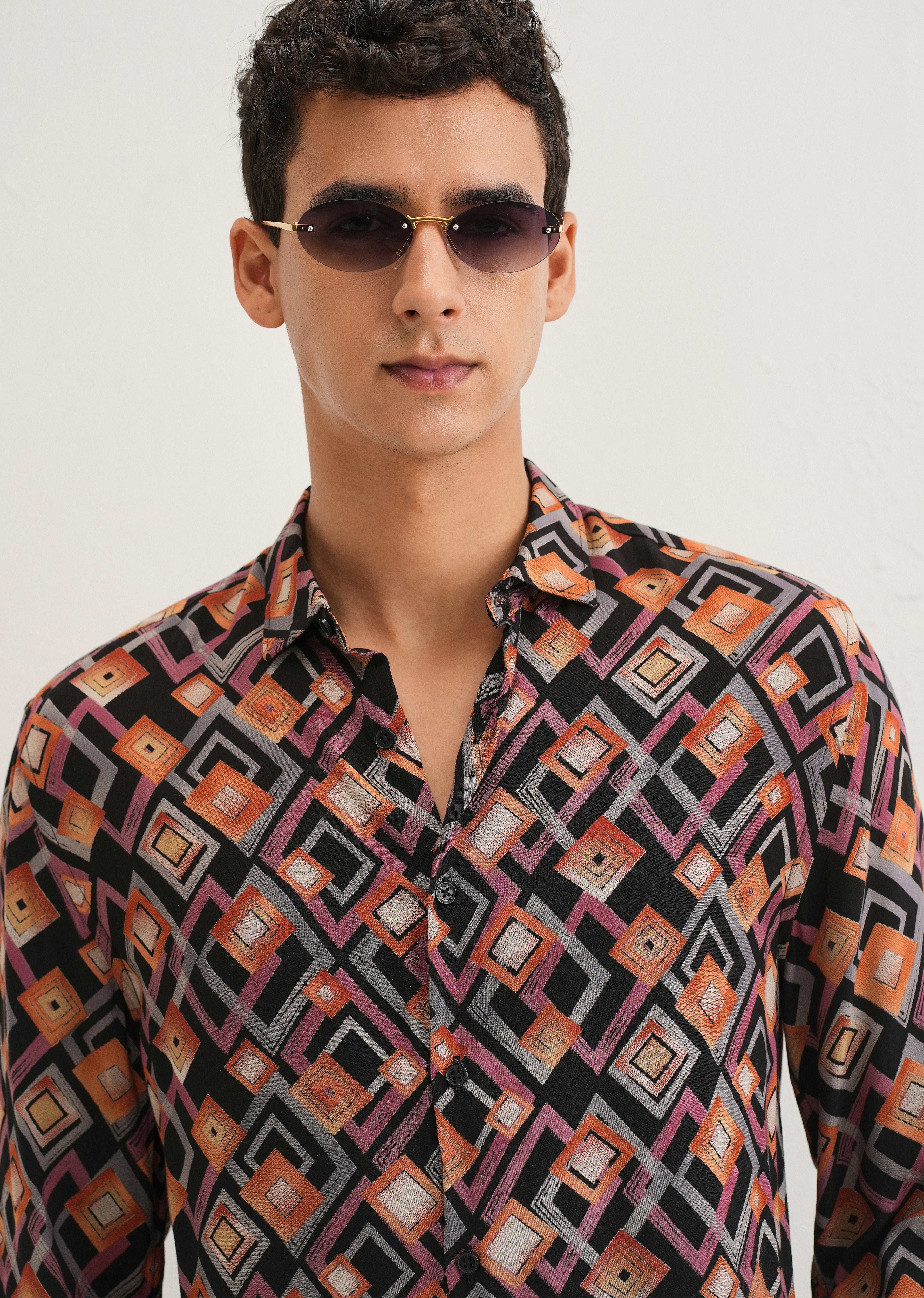 Orange Geometric Feather Shirt - Image 5