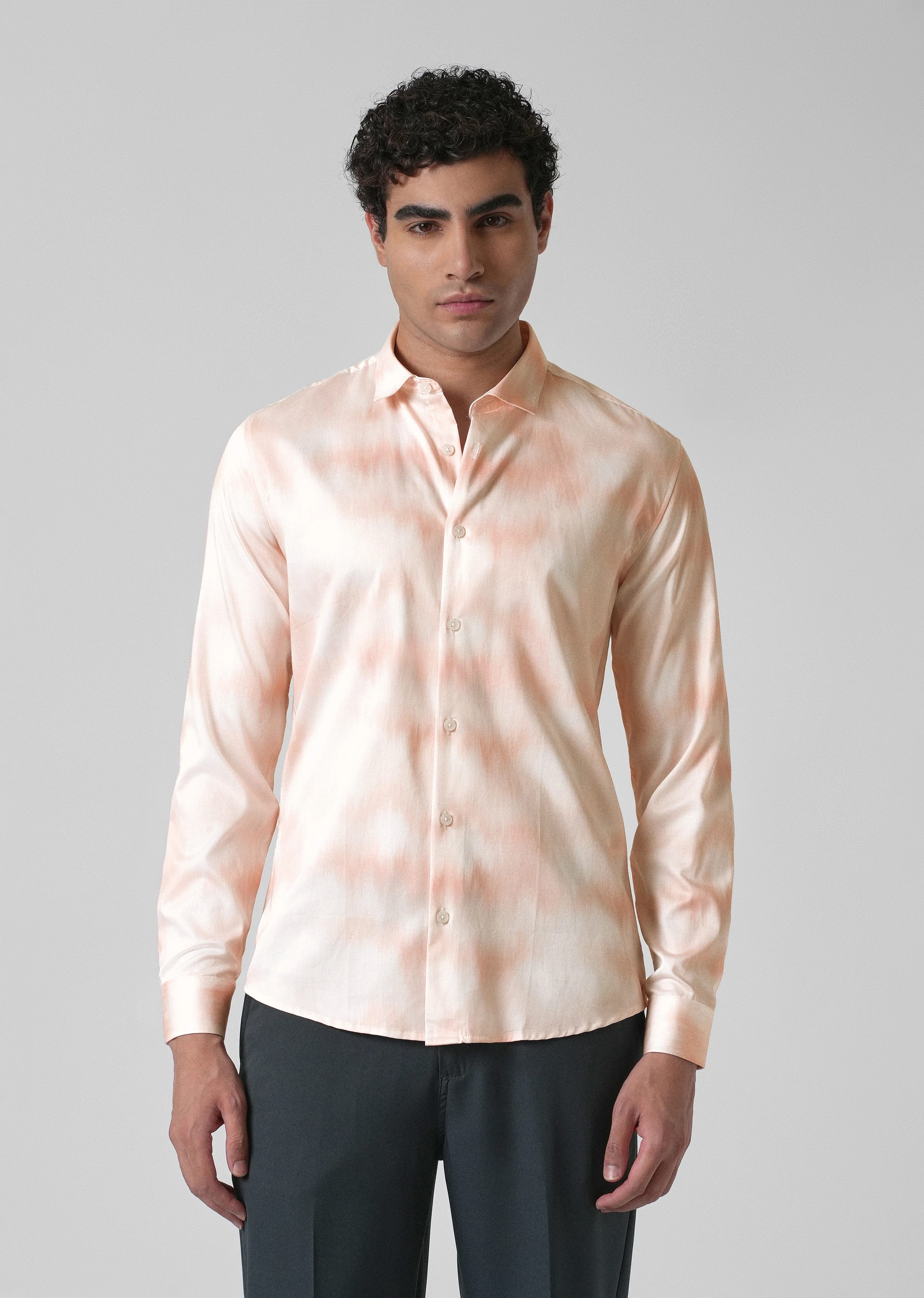 Orange Soft Hued Printed Shirt - Image 4
