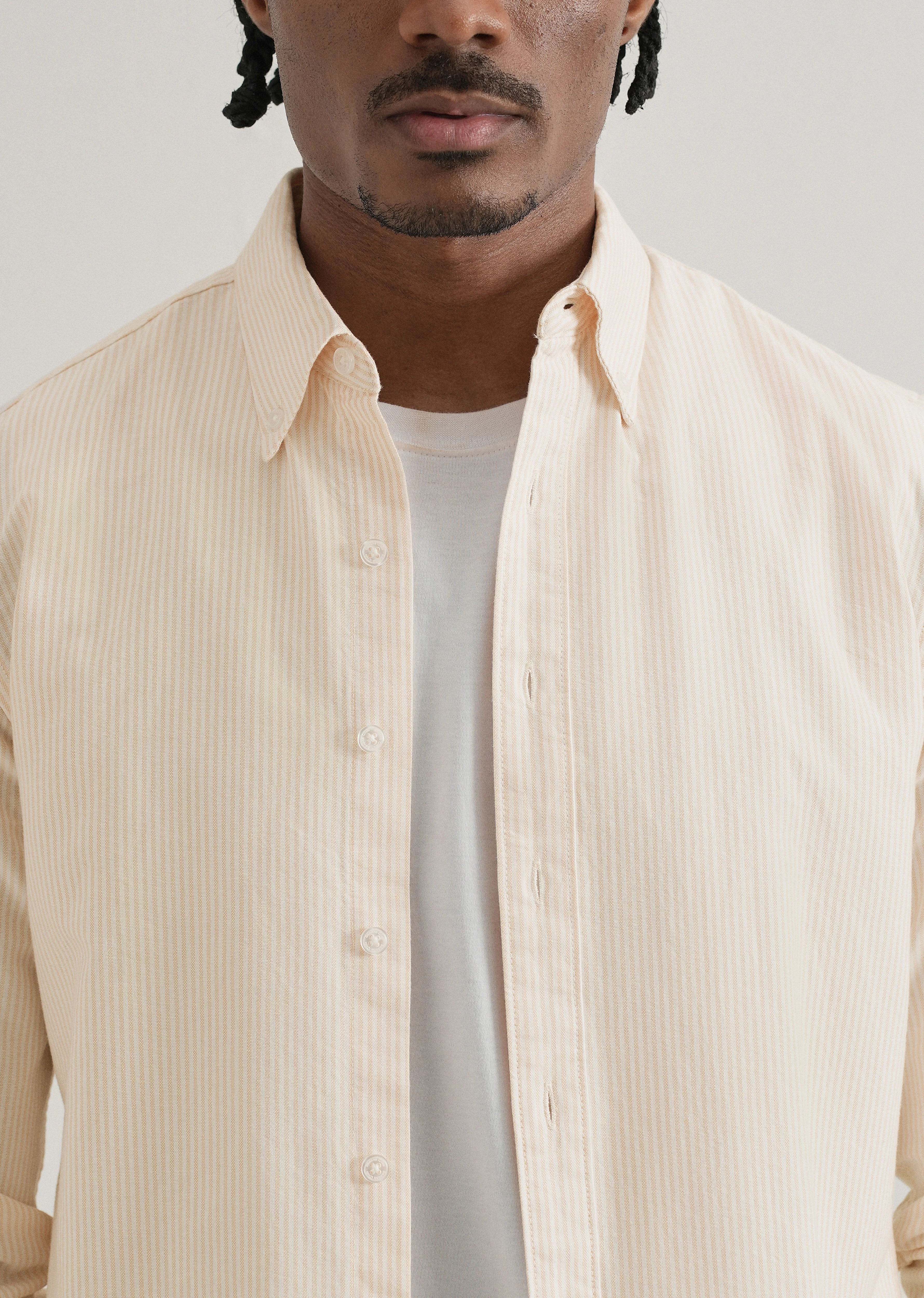 Orange Vertical Striped Cotton Shirt - Image 2