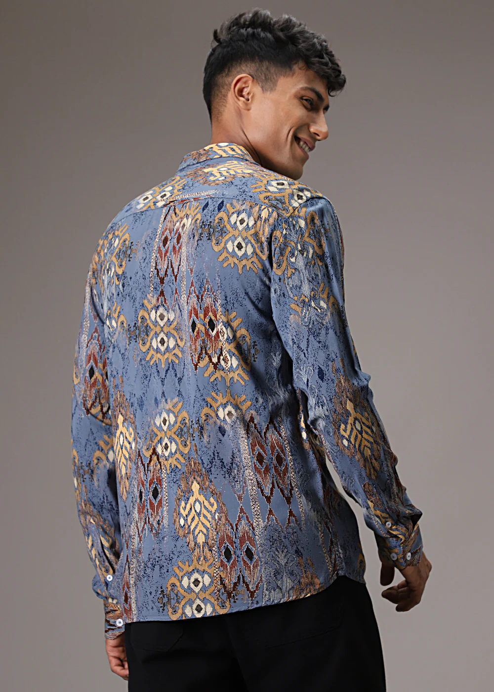 Pacific Blue Printed Feather Shirt - Image 4