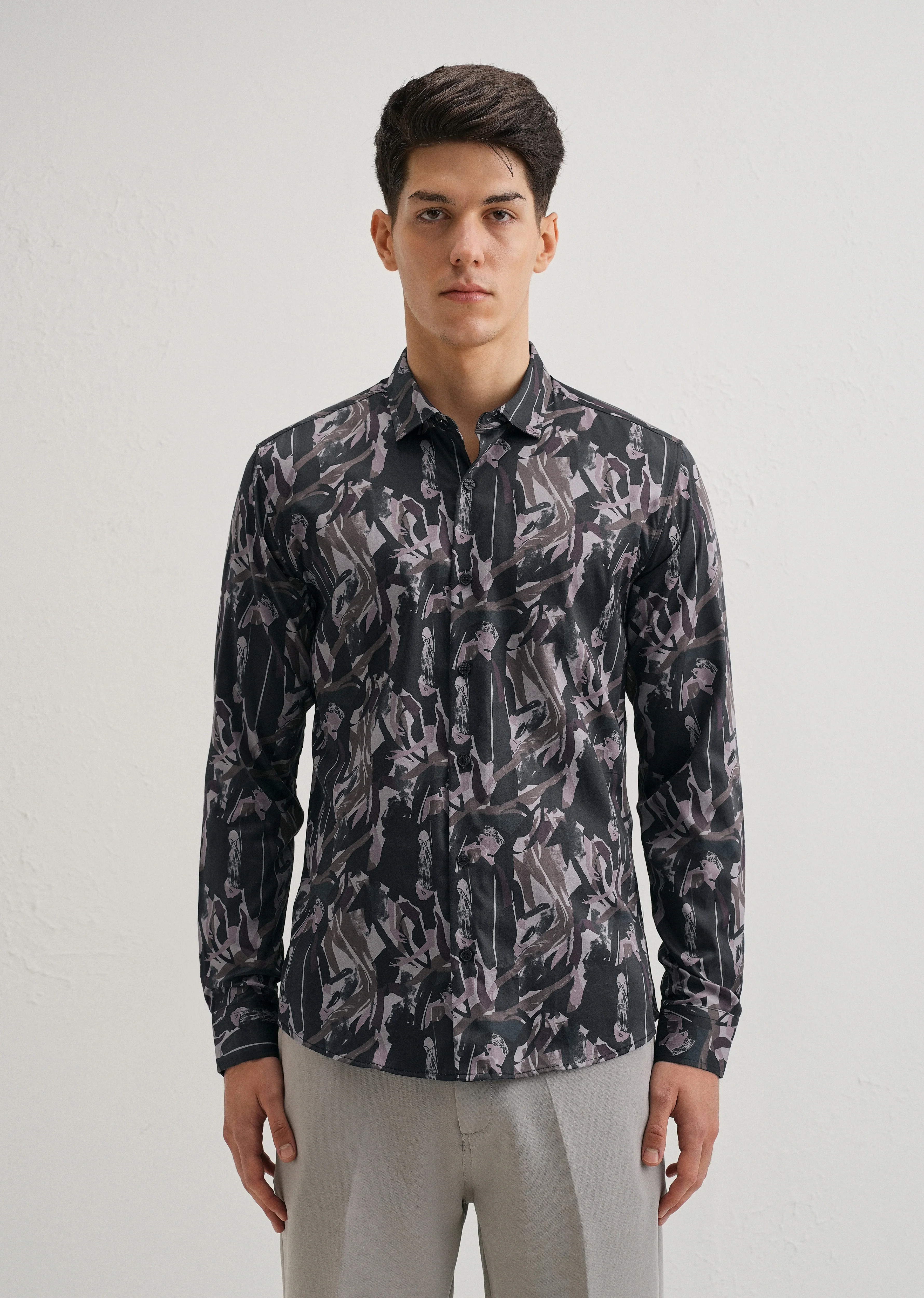 Painterly Brushstrokes Printed Shirt - Image 3
