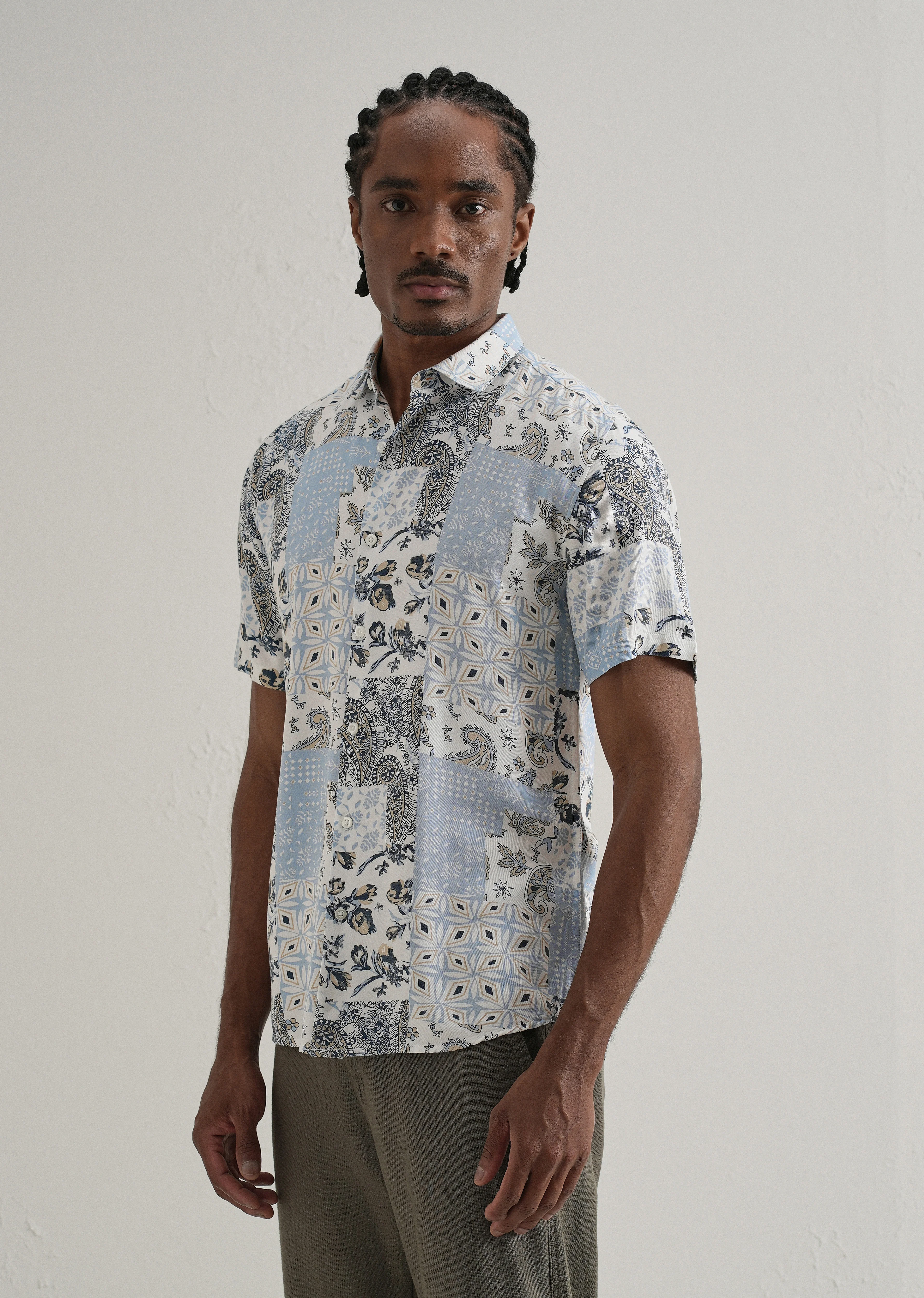 Paisley Blue Print Half Sleeve Shirt - Image 4