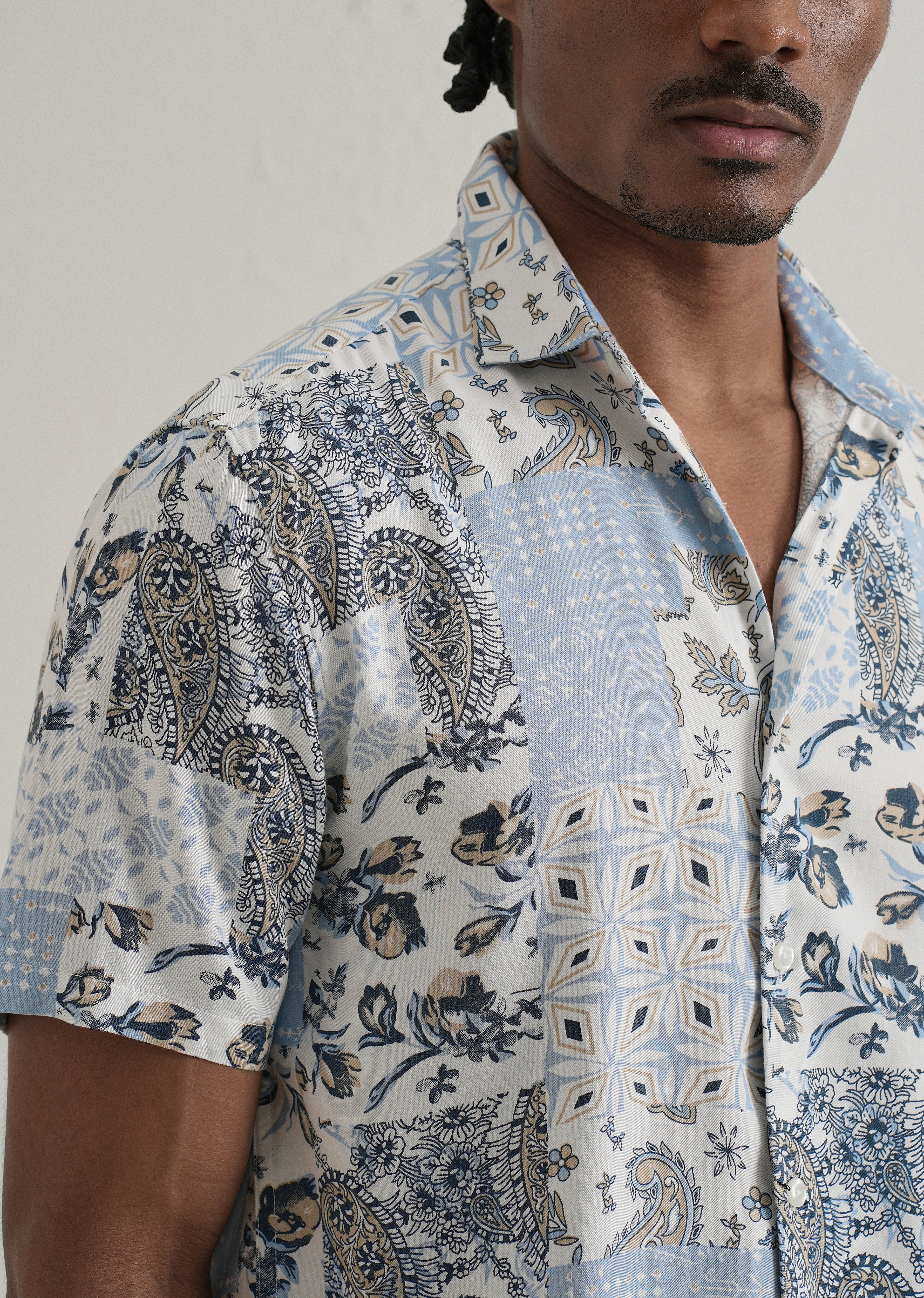 Paisley Blue Print Half Sleeve Shirt - Image 5