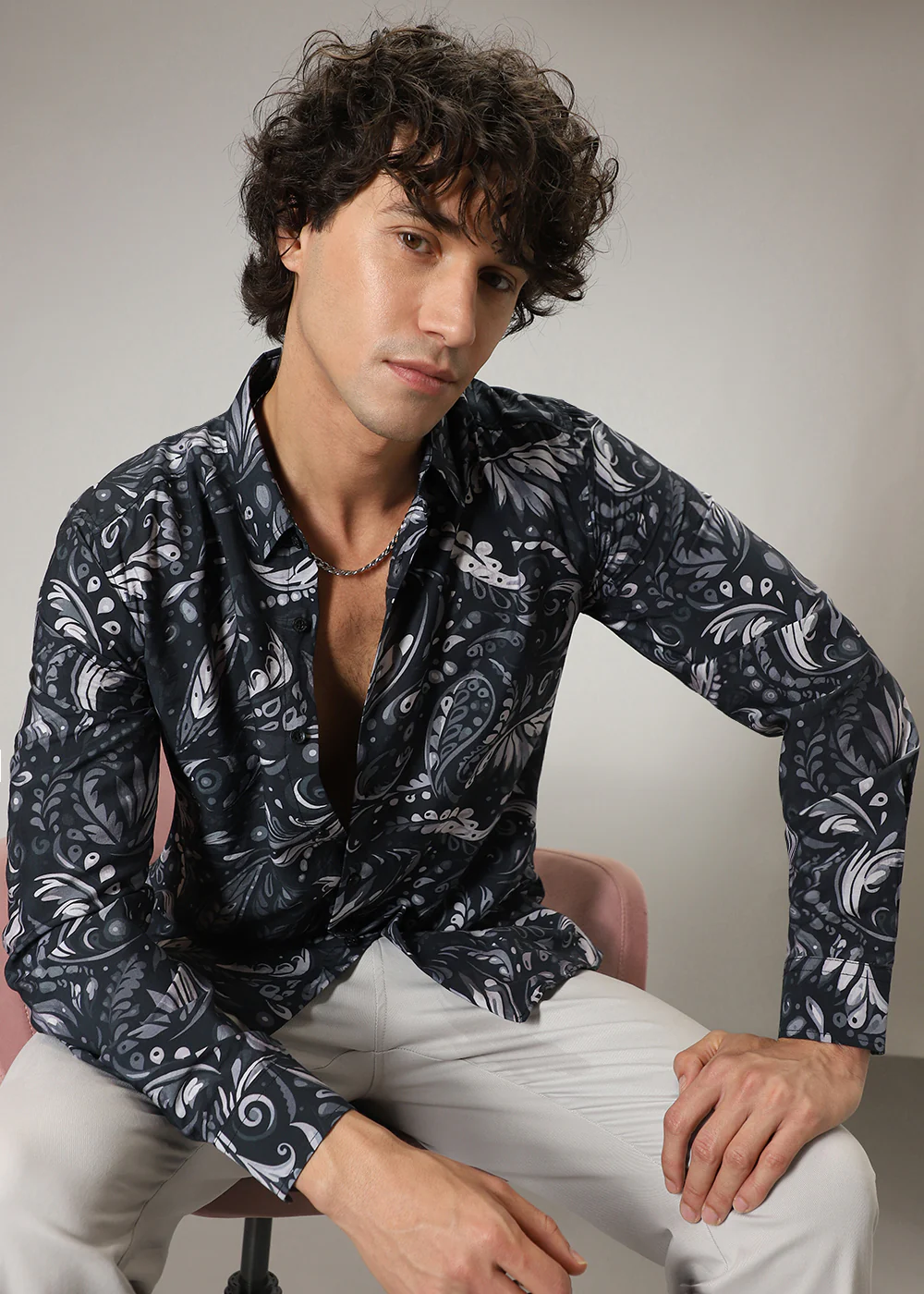 Paisley Floral Black Print Shirt - Image 6