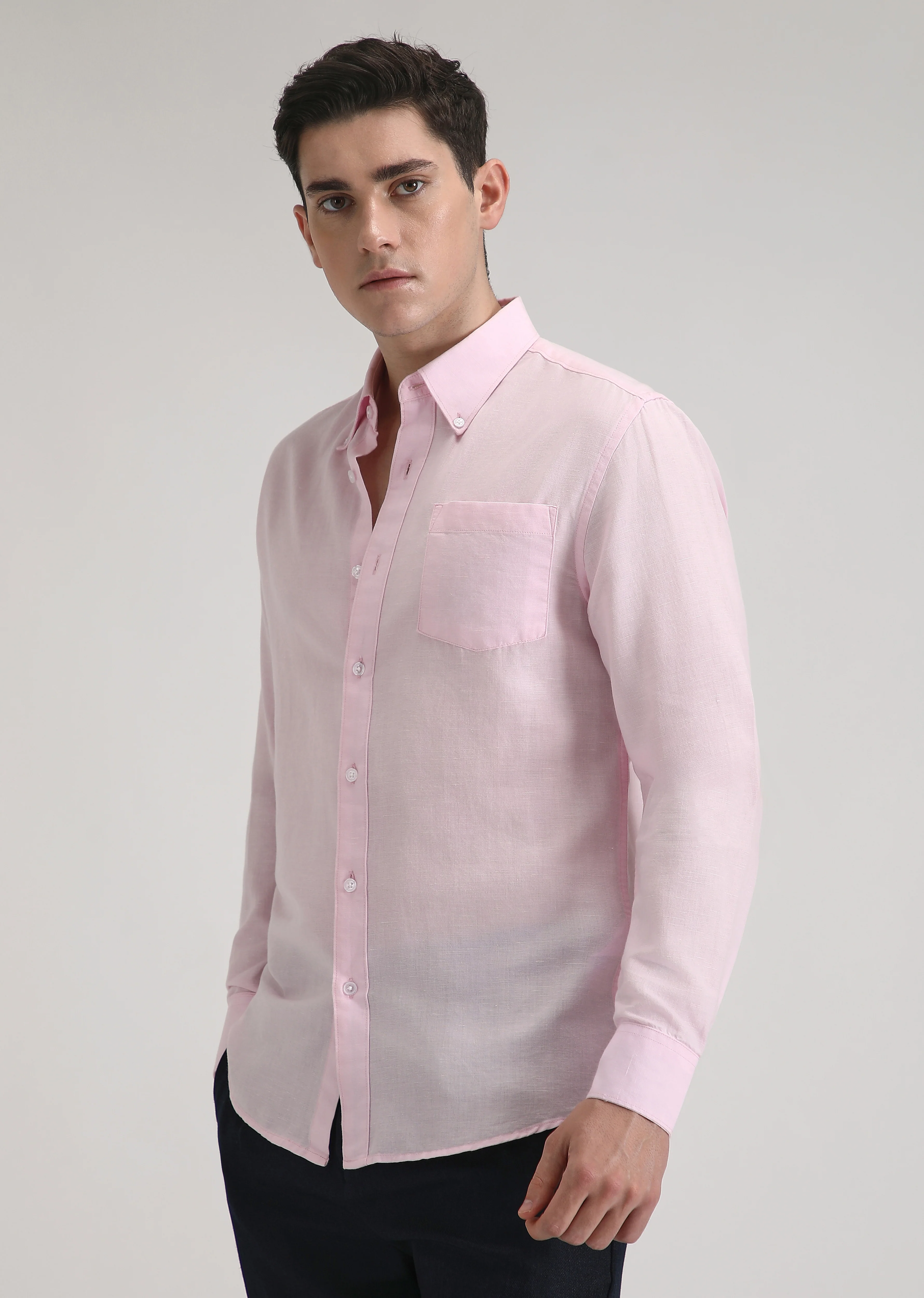 Pale Pink Cotton Linen Shirt - Image 5