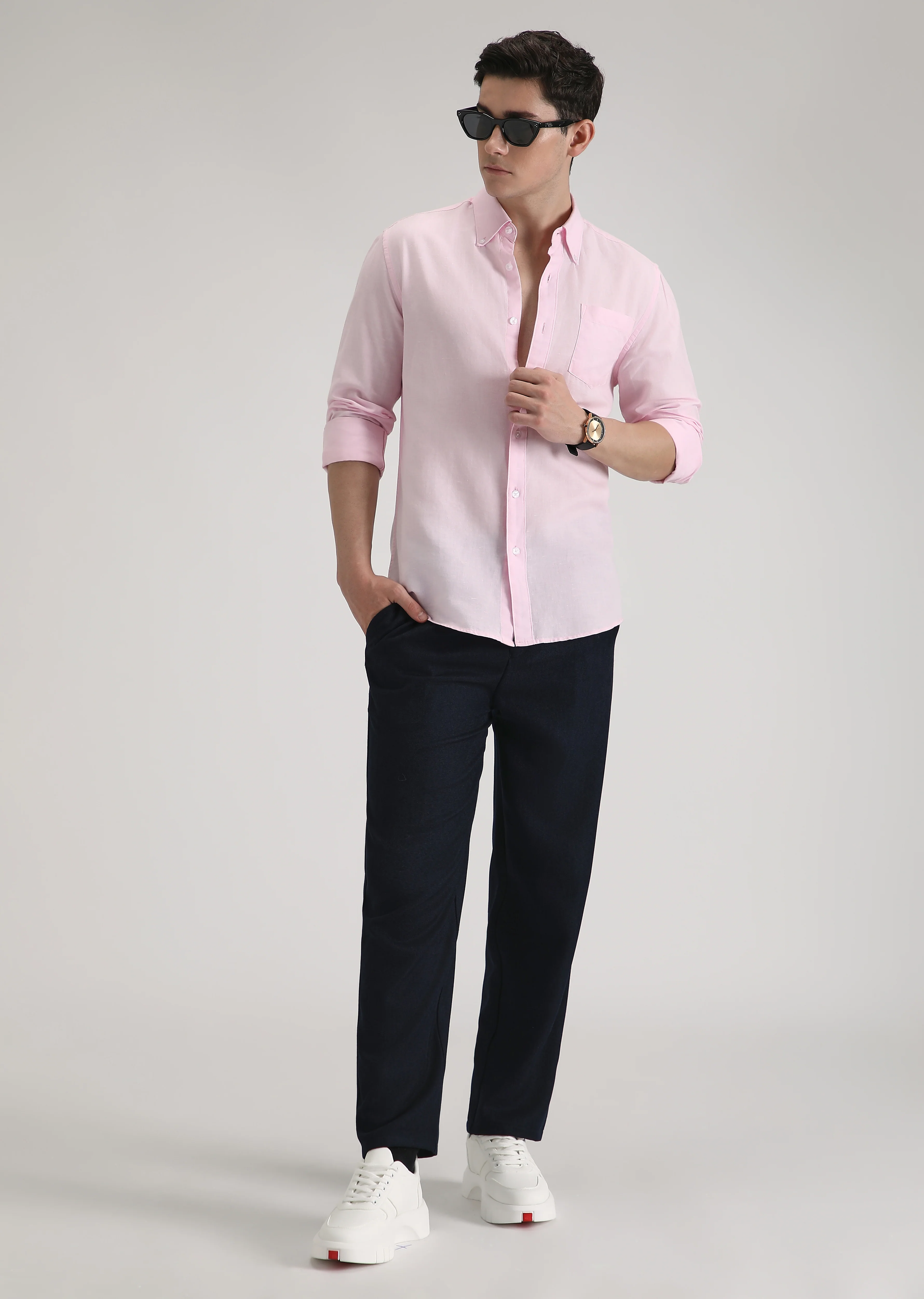 Pale Pink Cotton Linen Shirt - Image 6