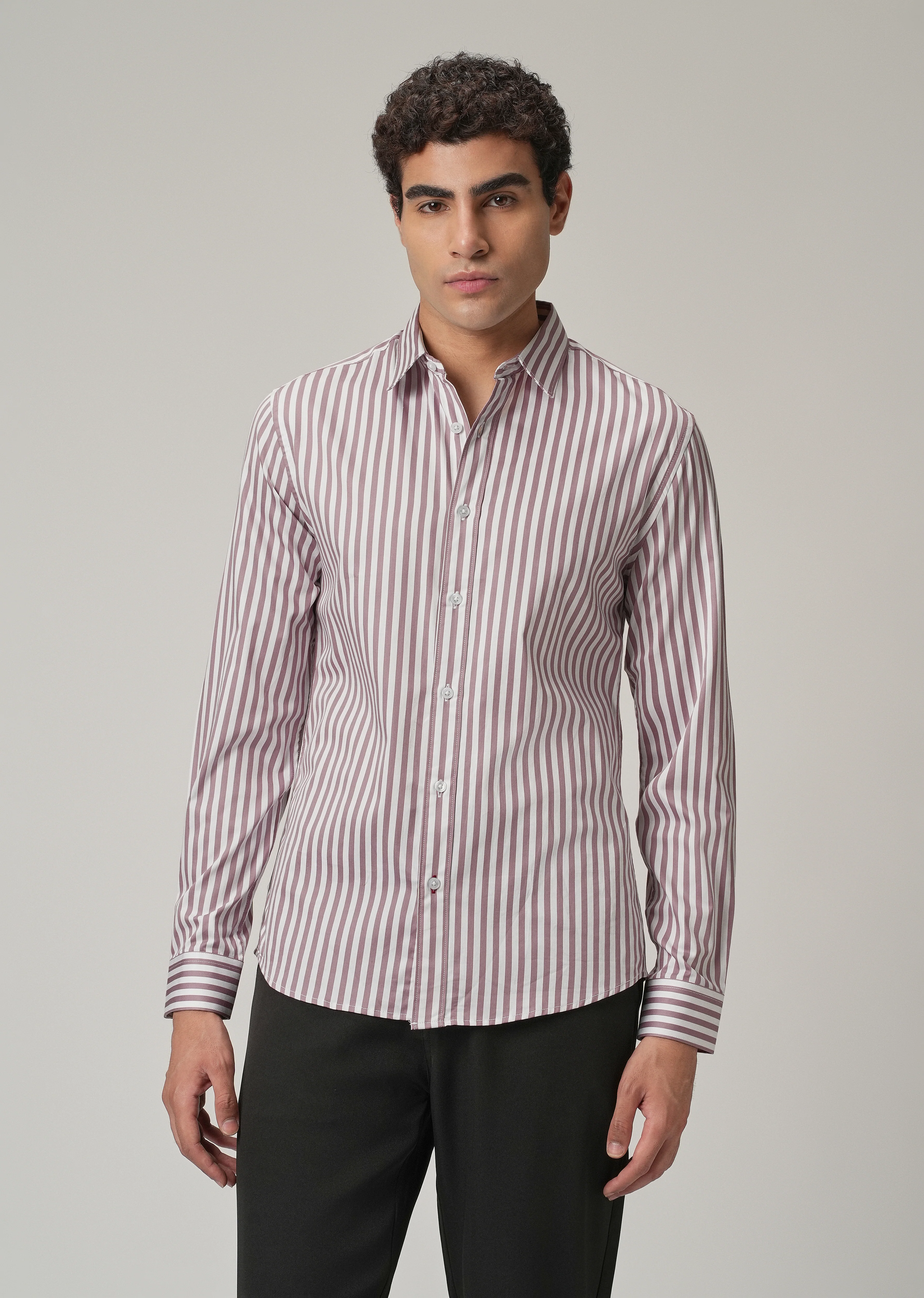 Pale Pink Satin Pin Stripe Shirt - Image 3