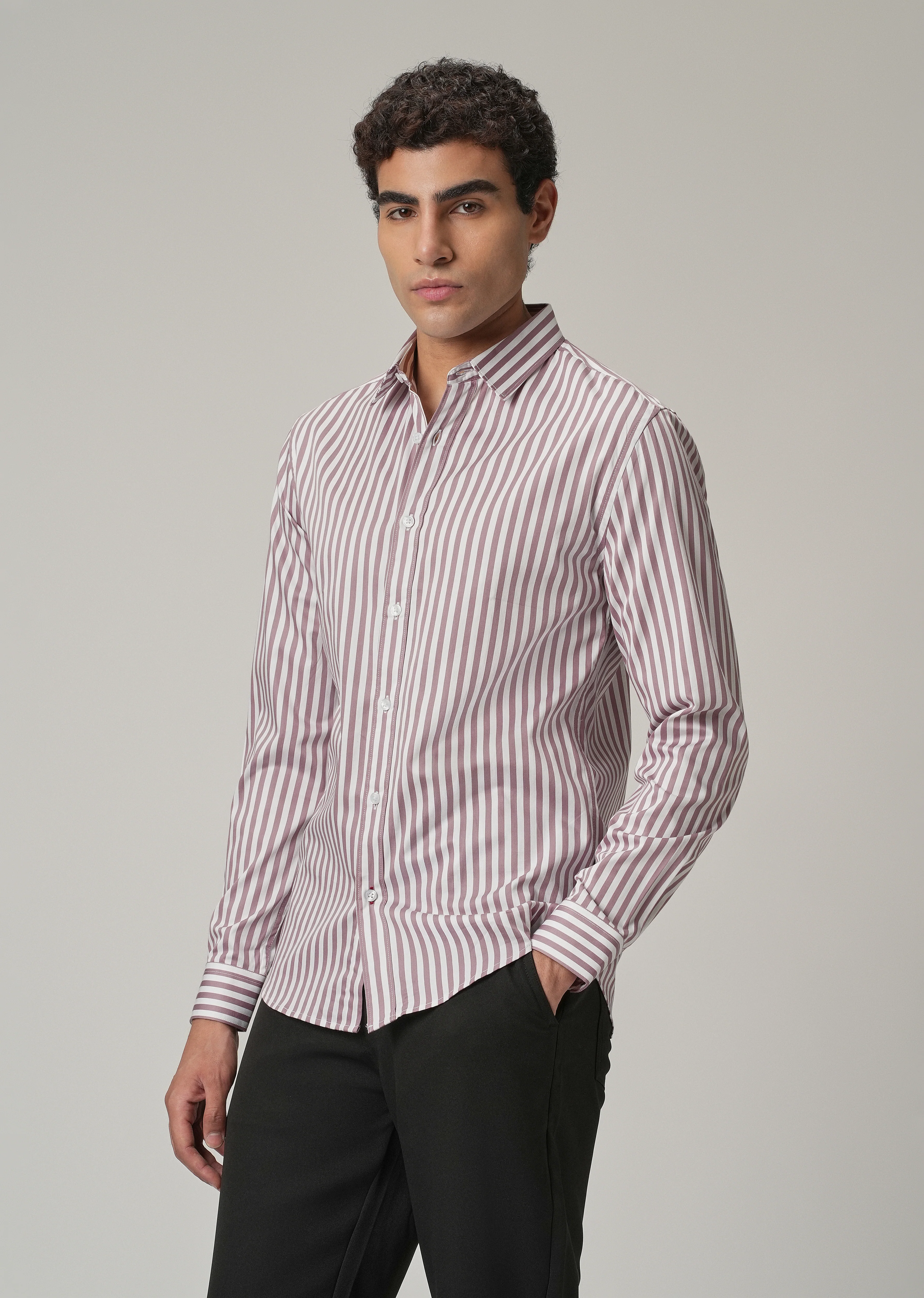 Pale Pink Satin Pin Stripe Shirt - Image 4