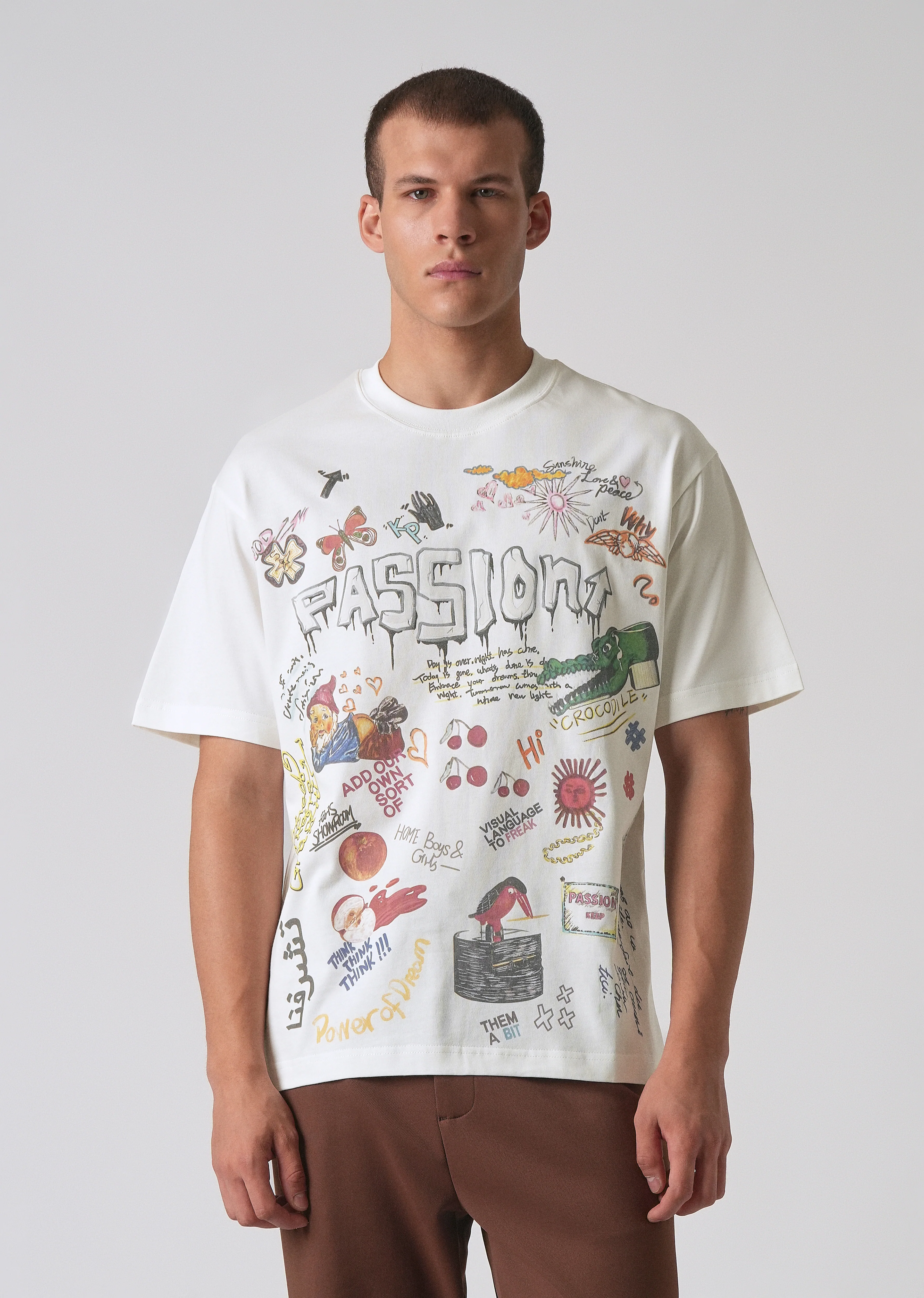Passion White Printed Oversized T-shirt - Image 3
