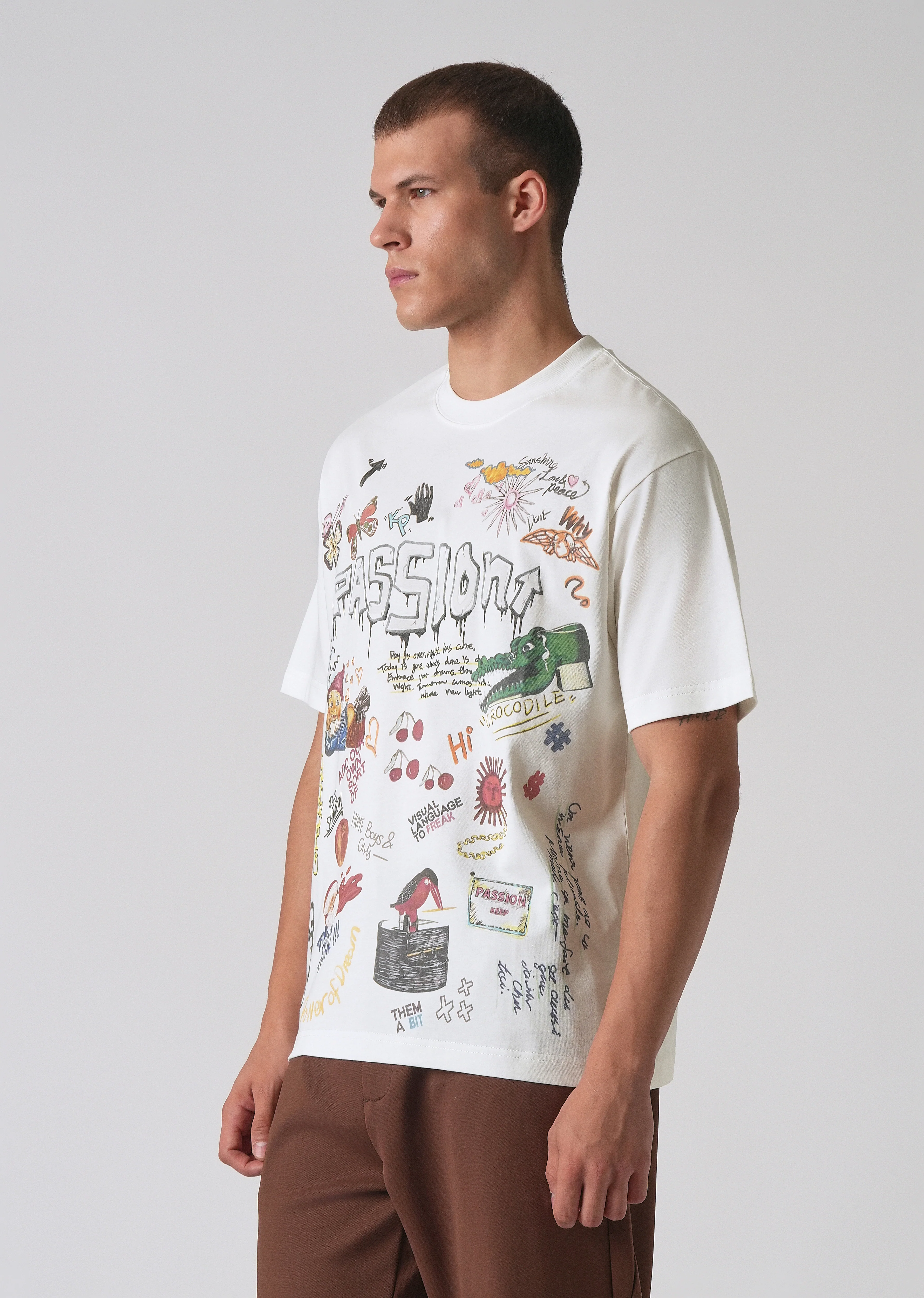 Passion White Printed Oversized T-shirt - Image 4