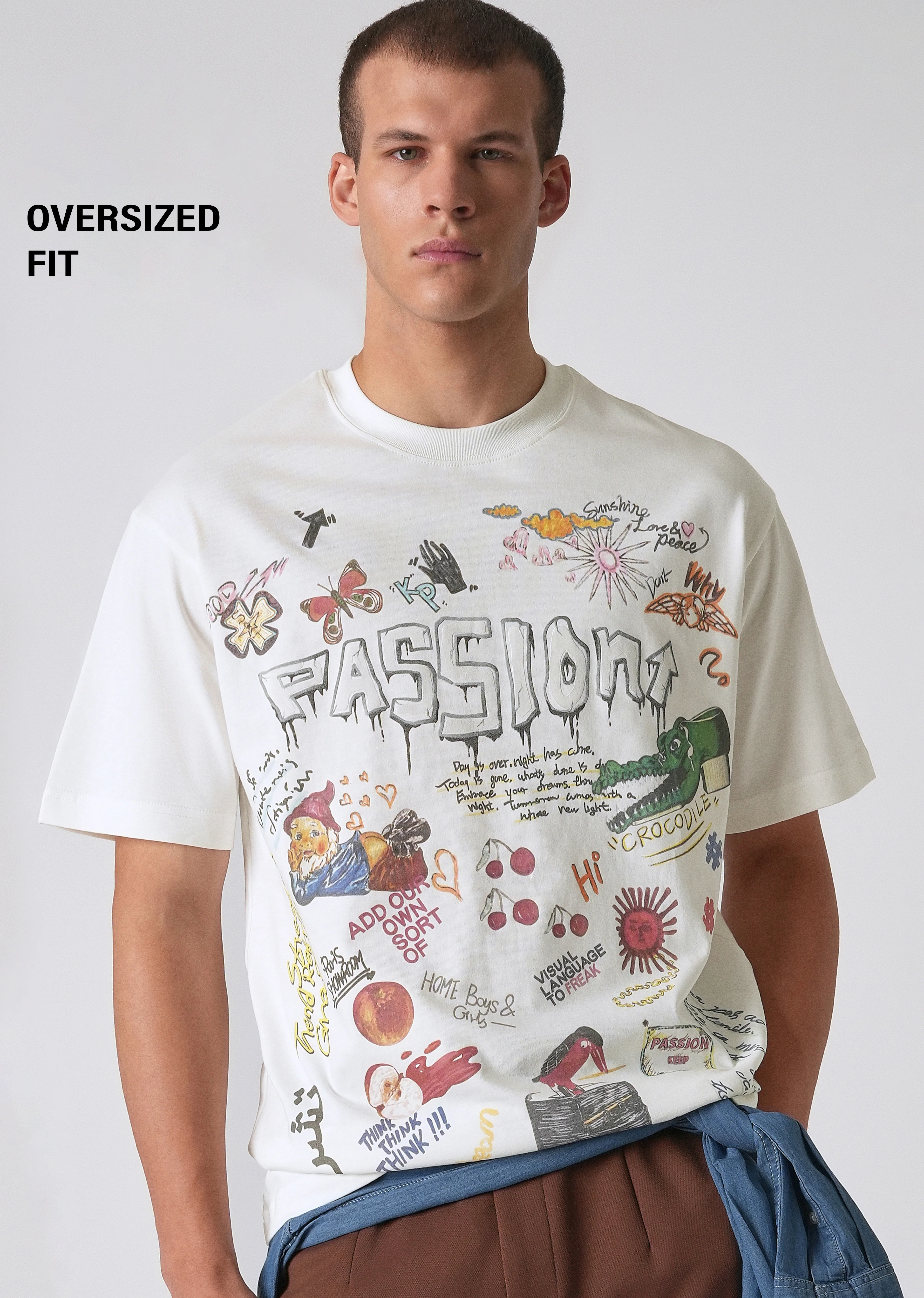 Passion White Printed Oversized T-shirt - Image 7