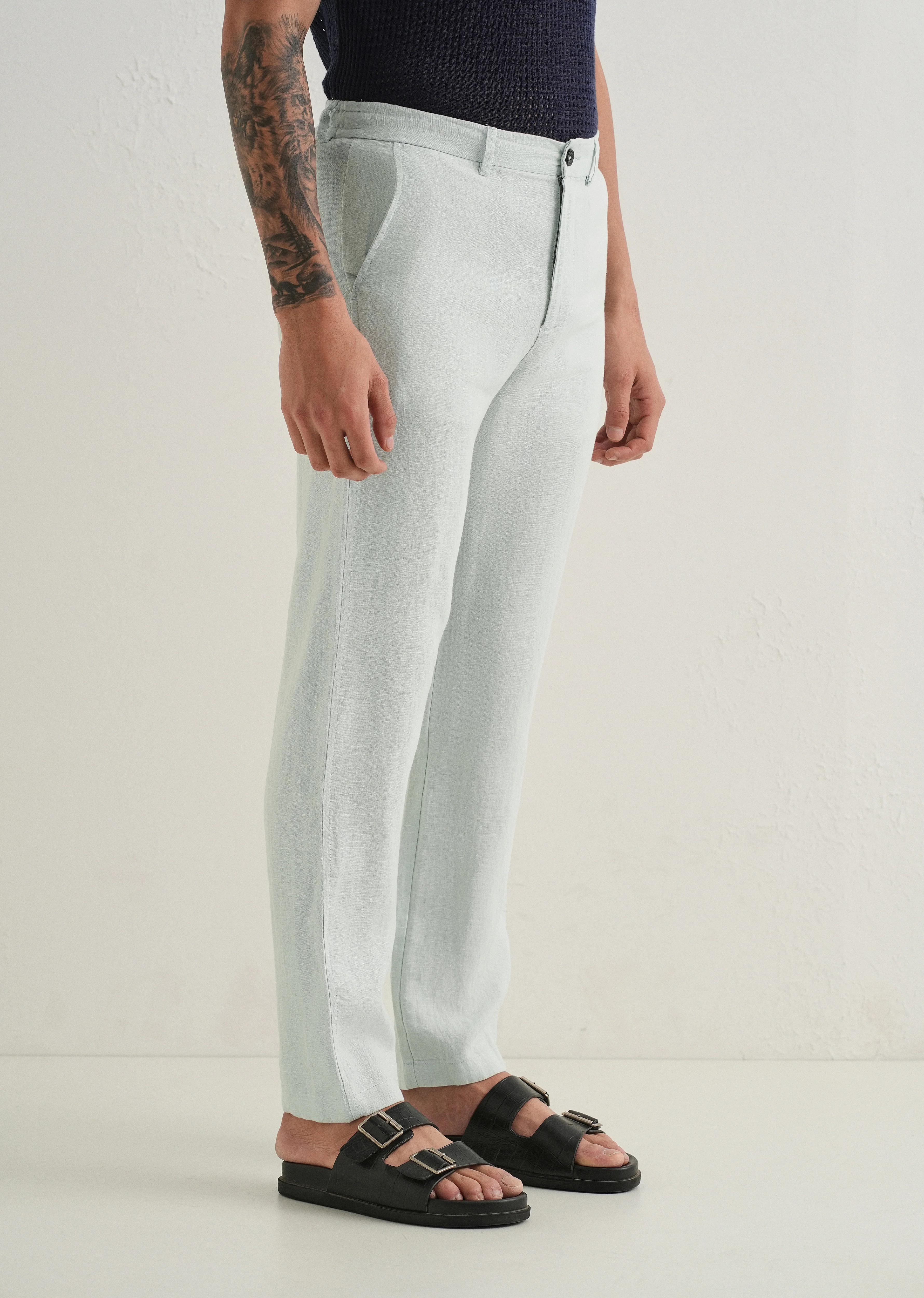 Pastel Blue Linen Pant - Image 4