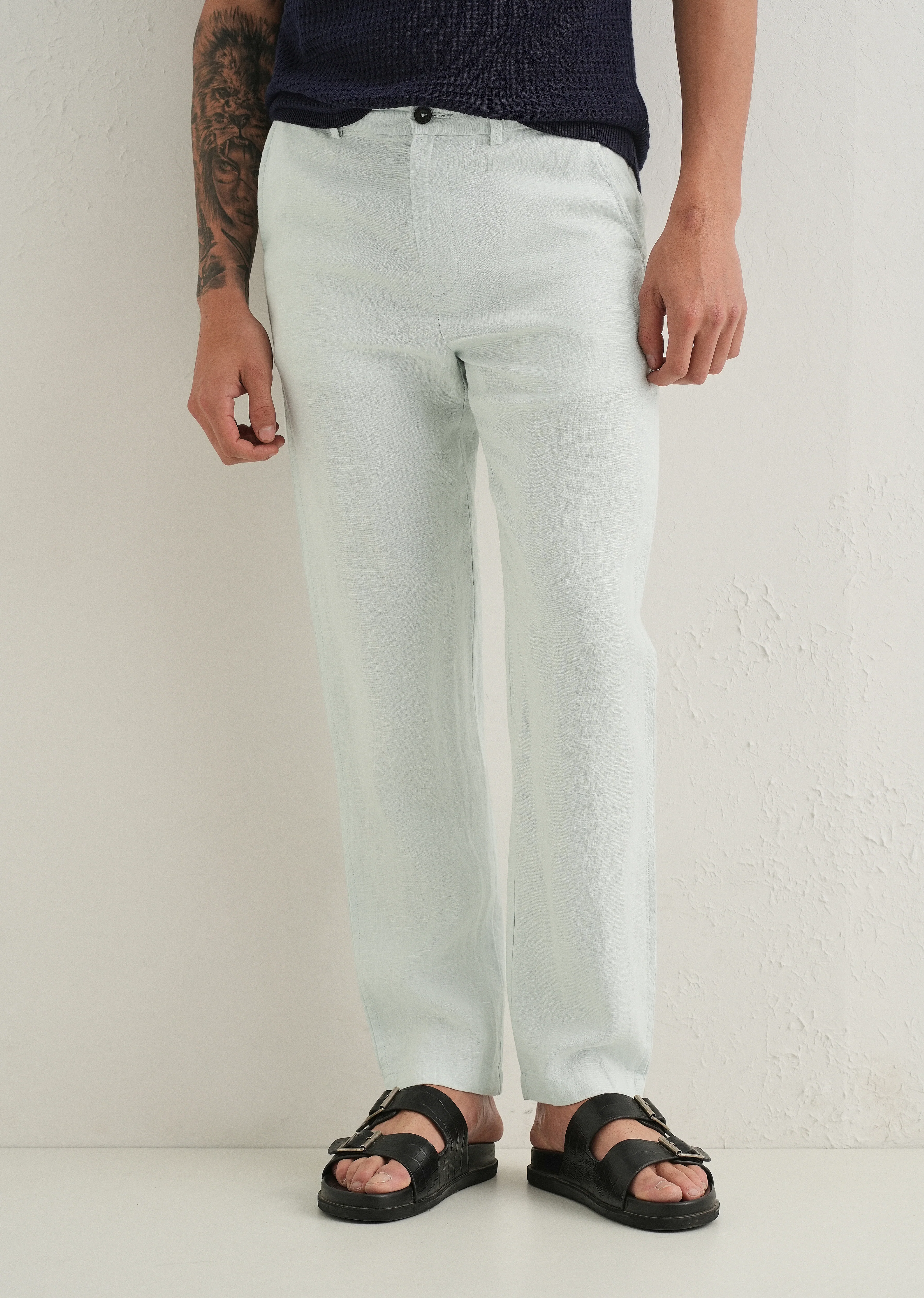 Pastel Blue Linen Pant - Image 7