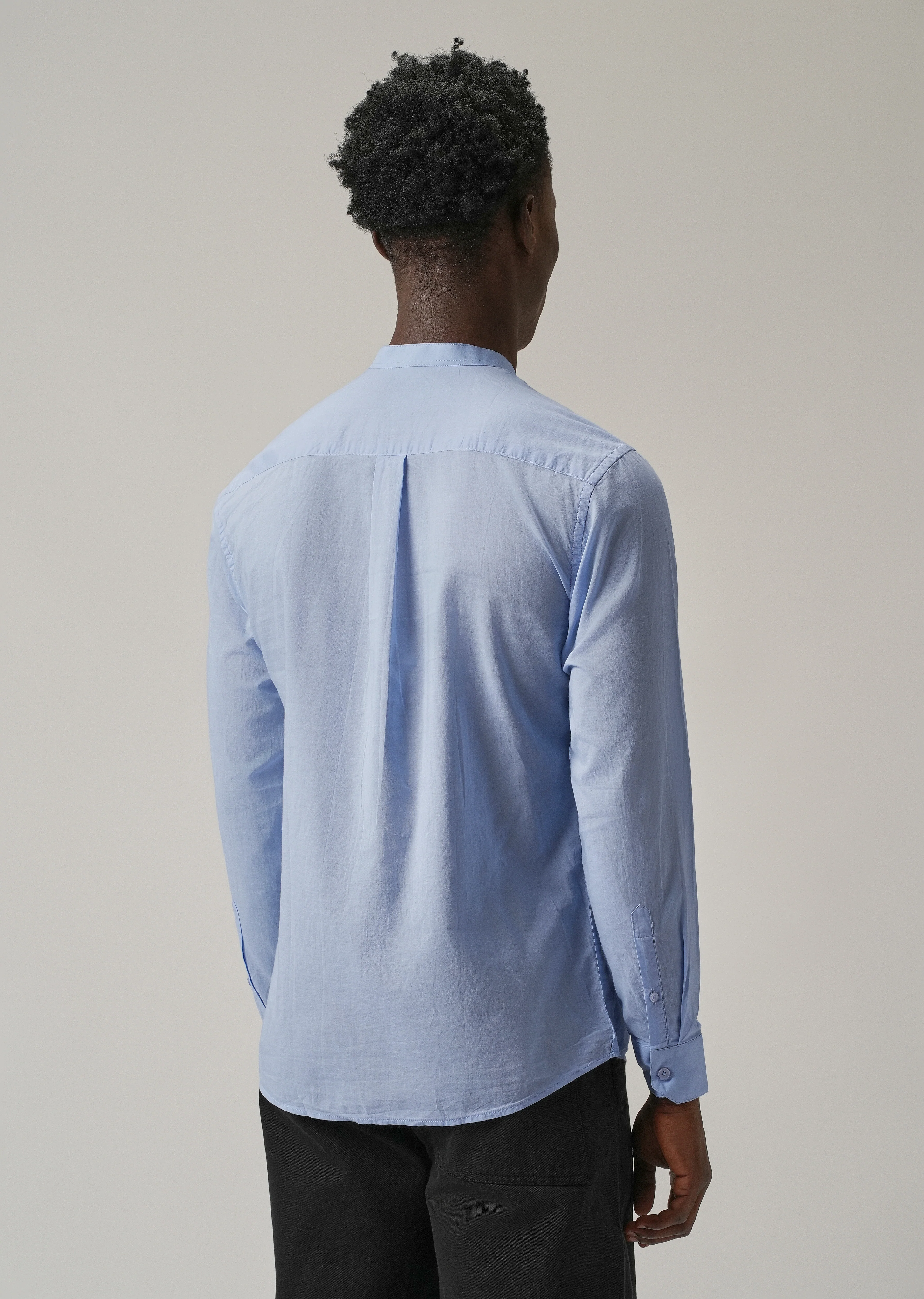 Pastel Blue Plain Cotton Shirt - Image 2