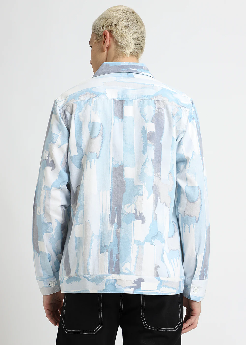 Pastel Blue Printed Summer Jacket - Image 5
