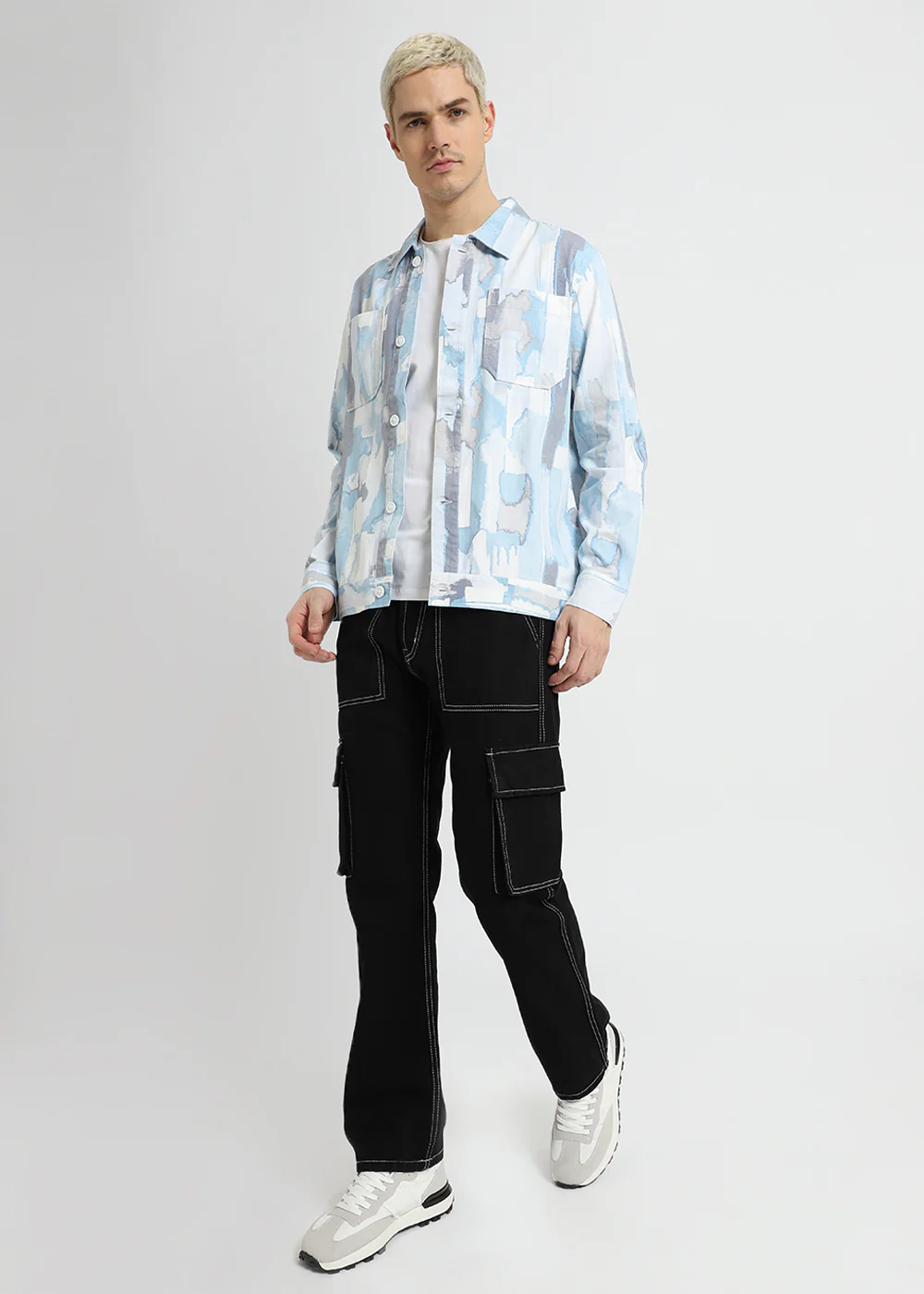 Pastel Blue Printed Summer Jacket - Image 7