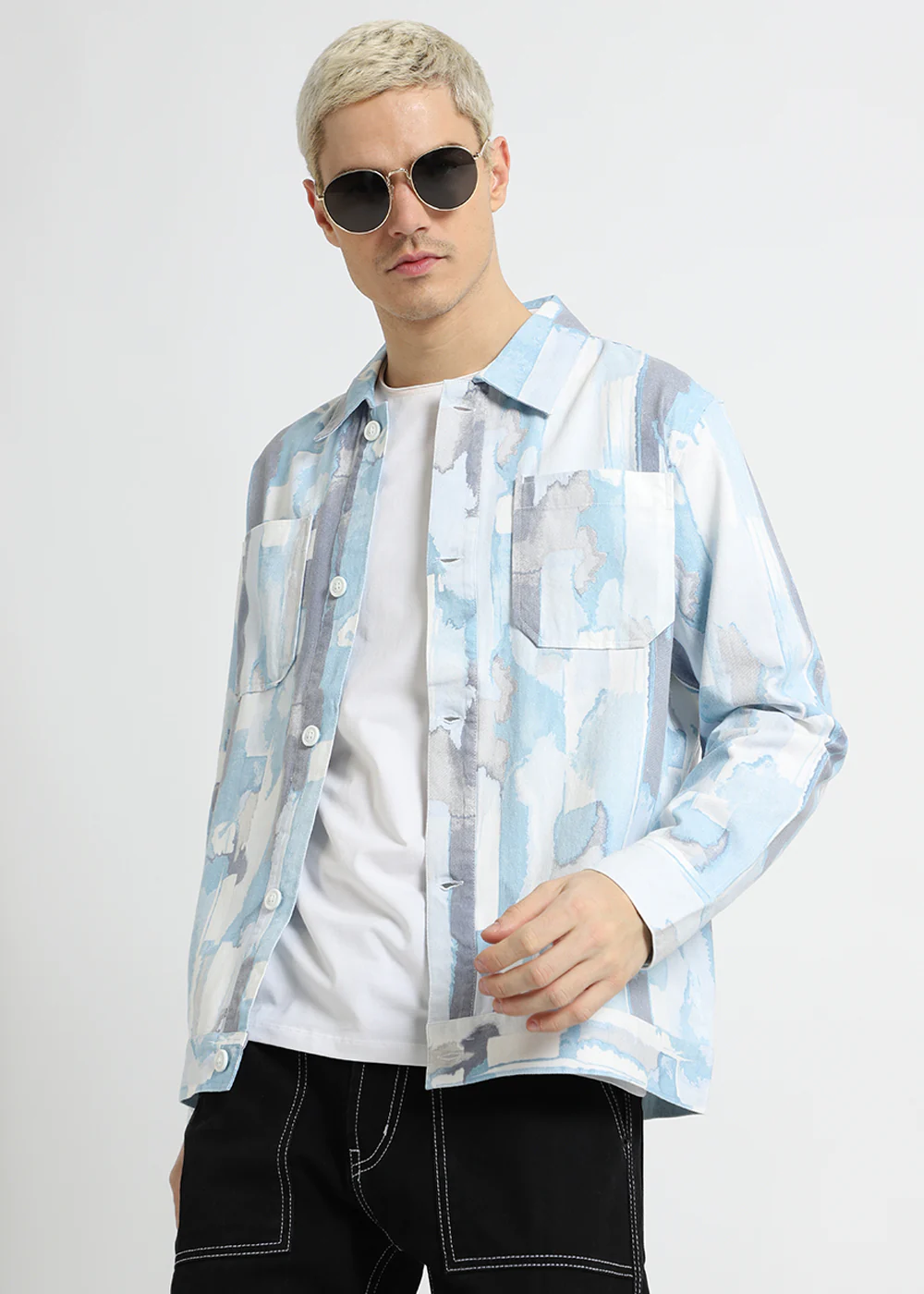 Pastel Blue Printed Summer Jacket - Image 8