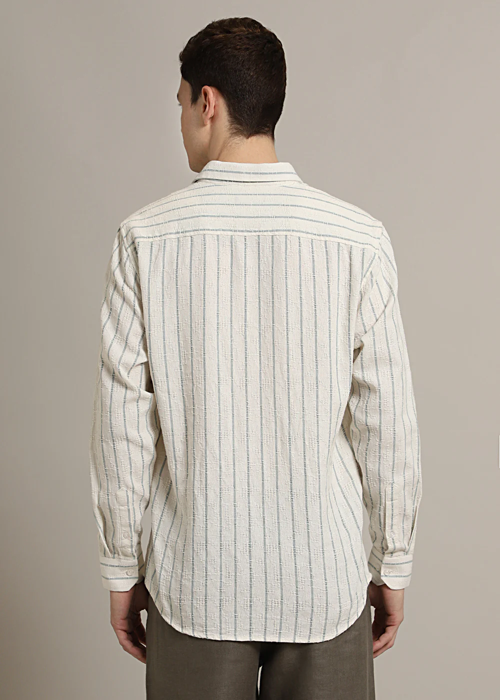 Pastel Blue Stripe Textured Shirt - Image 6