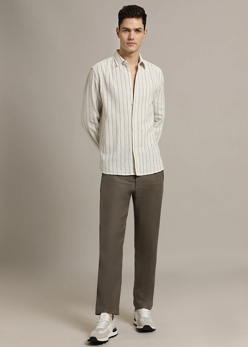 Pastel Blue Stripe Textured Shirt - Image 7