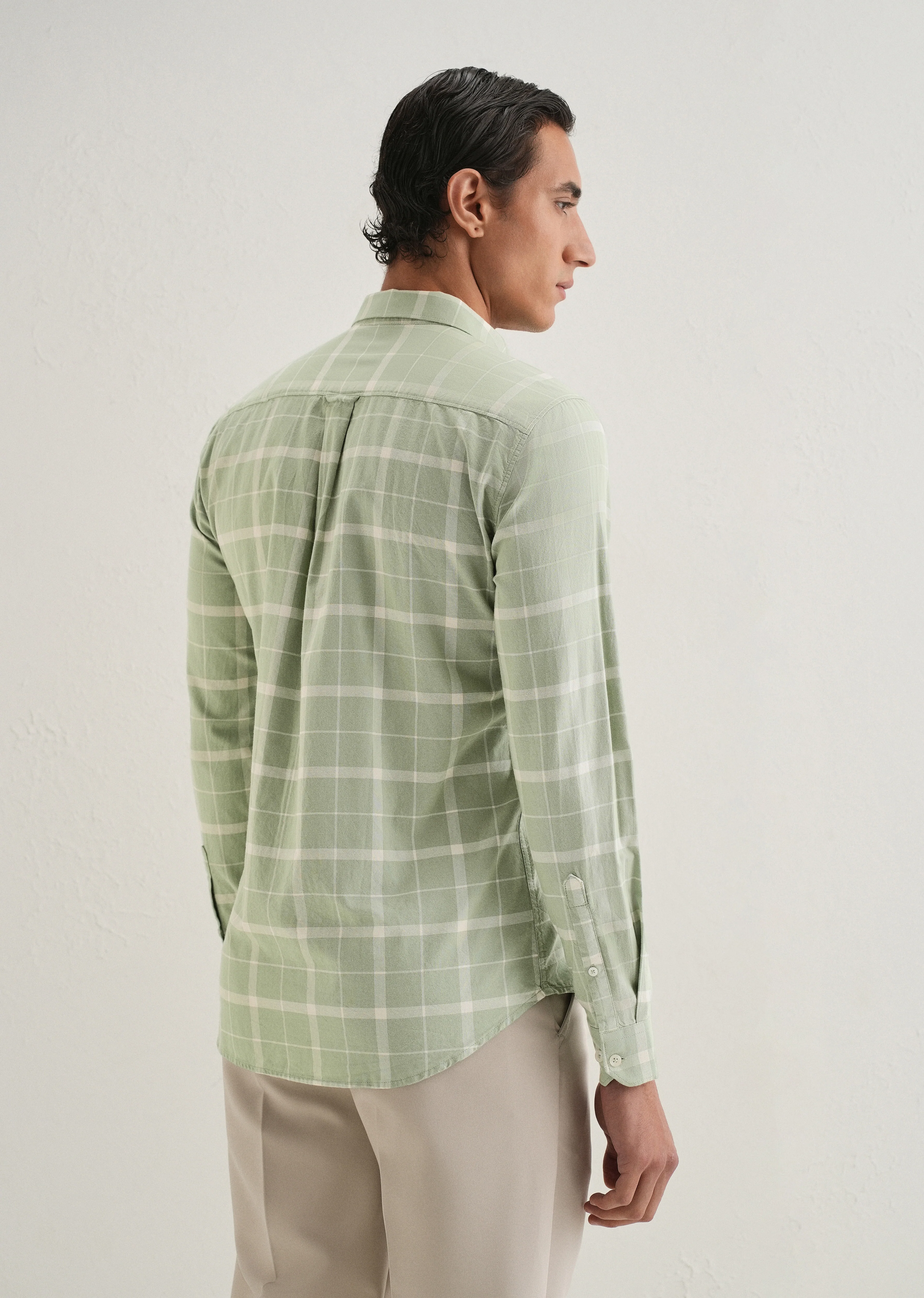 Pastel Green Check Shirt - Image 3