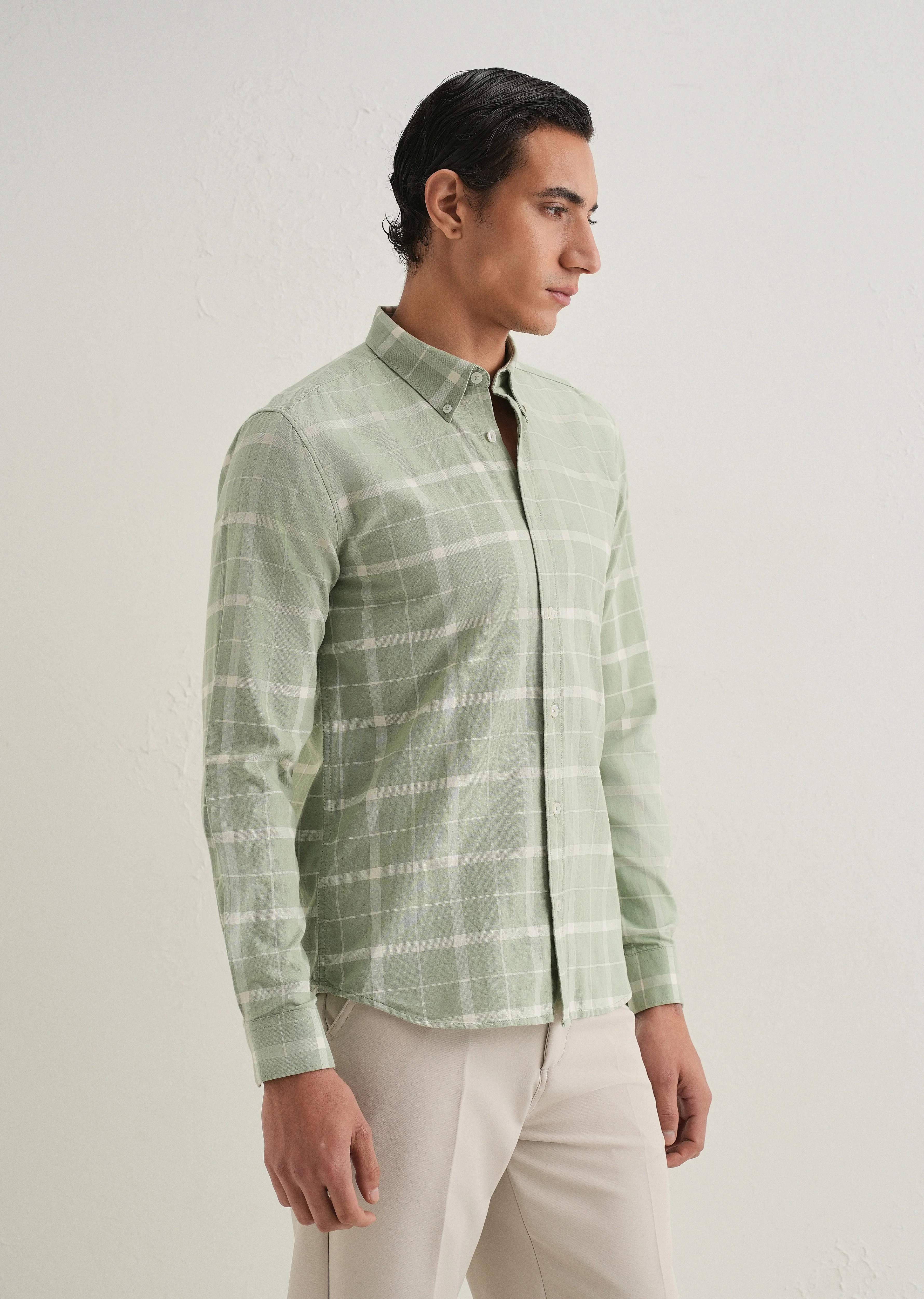 Pastel Green Check Shirt - Image 5