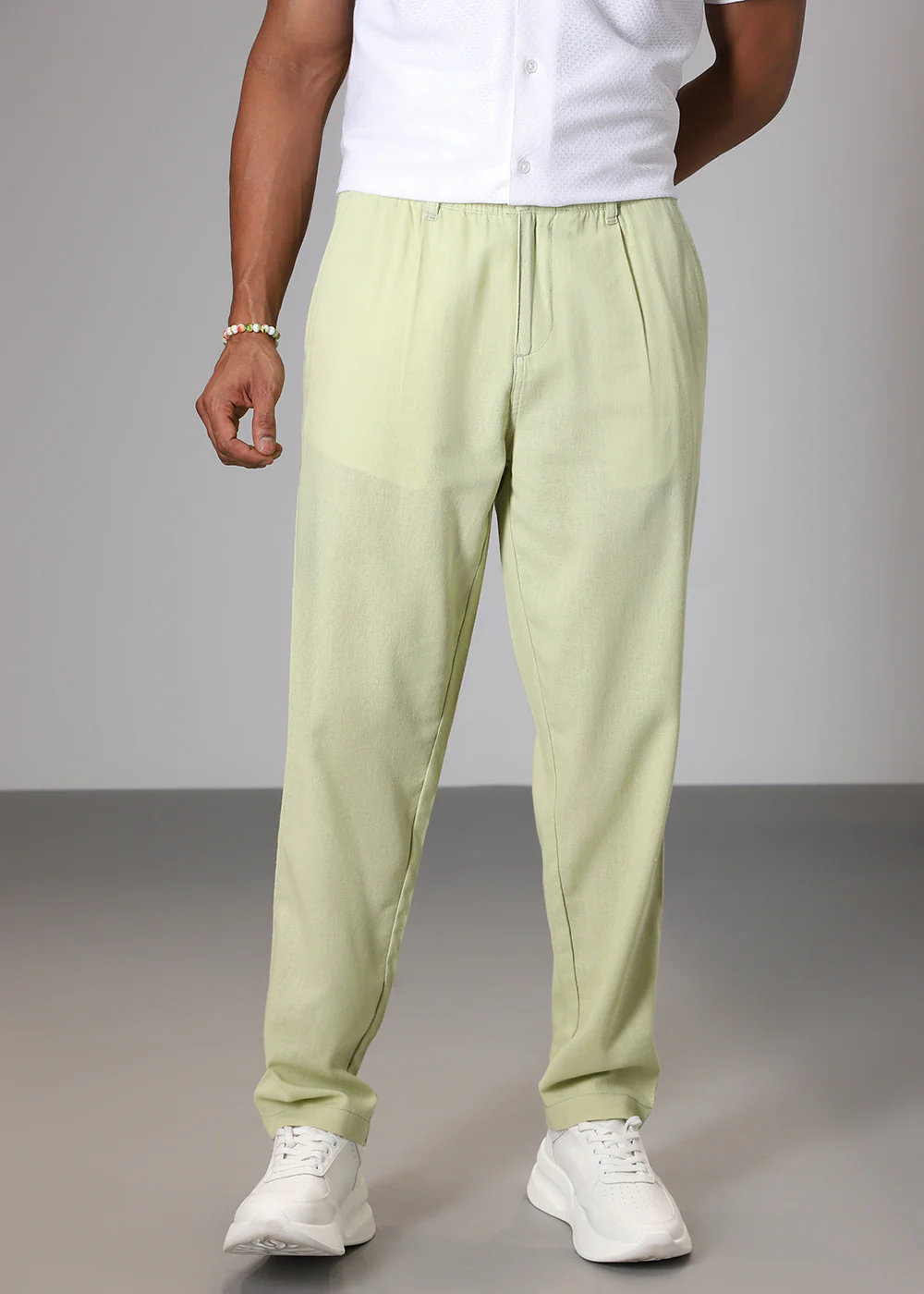 Pastel Green Comfort Fit Linen Pant - Image 3