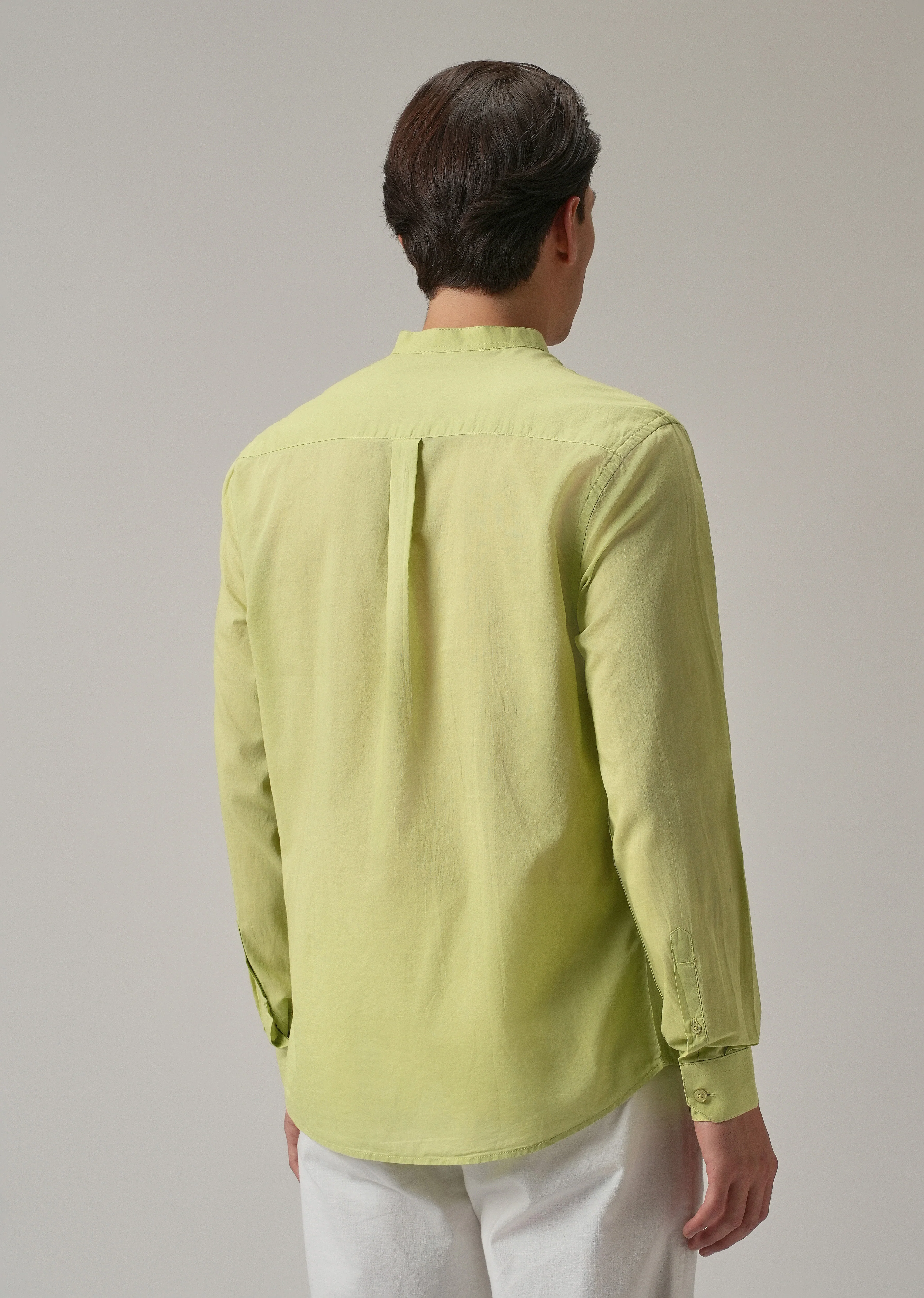 Pastel Green Plain Cotton Shirt - Image 2