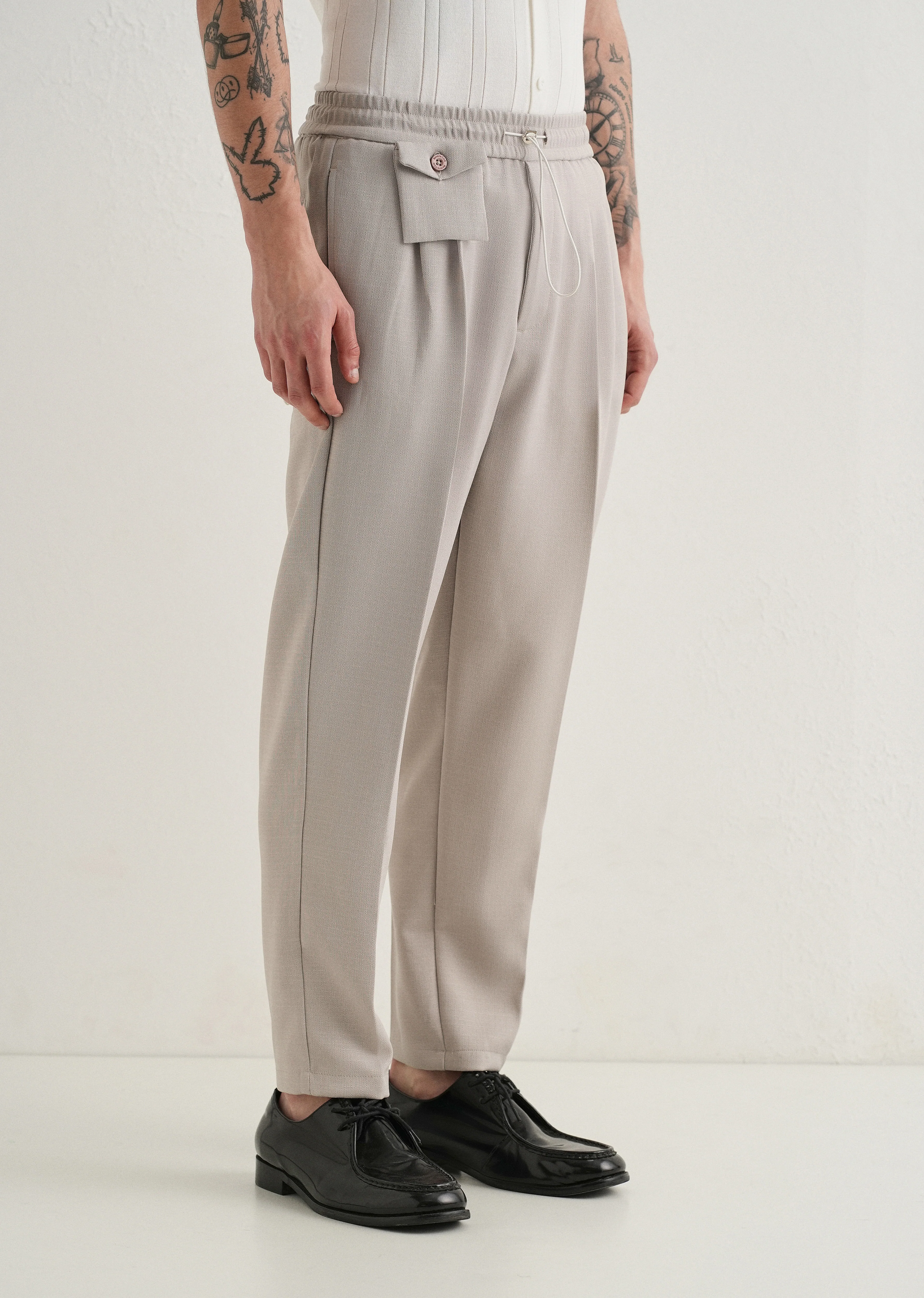 Pastel Grey Pleated Korean Pant - Image 4