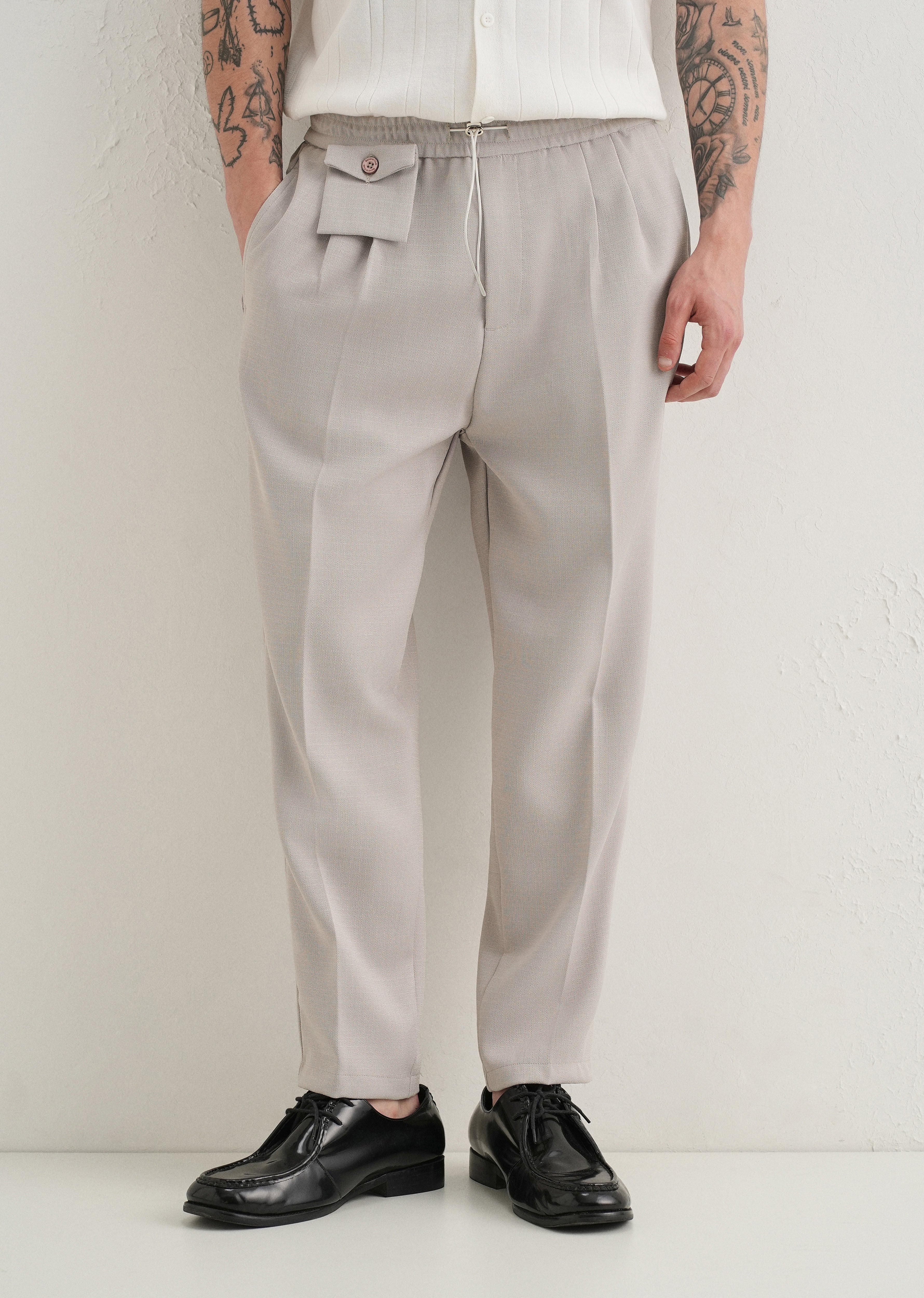 Pastel Grey Pleated Korean Pant - Image 7