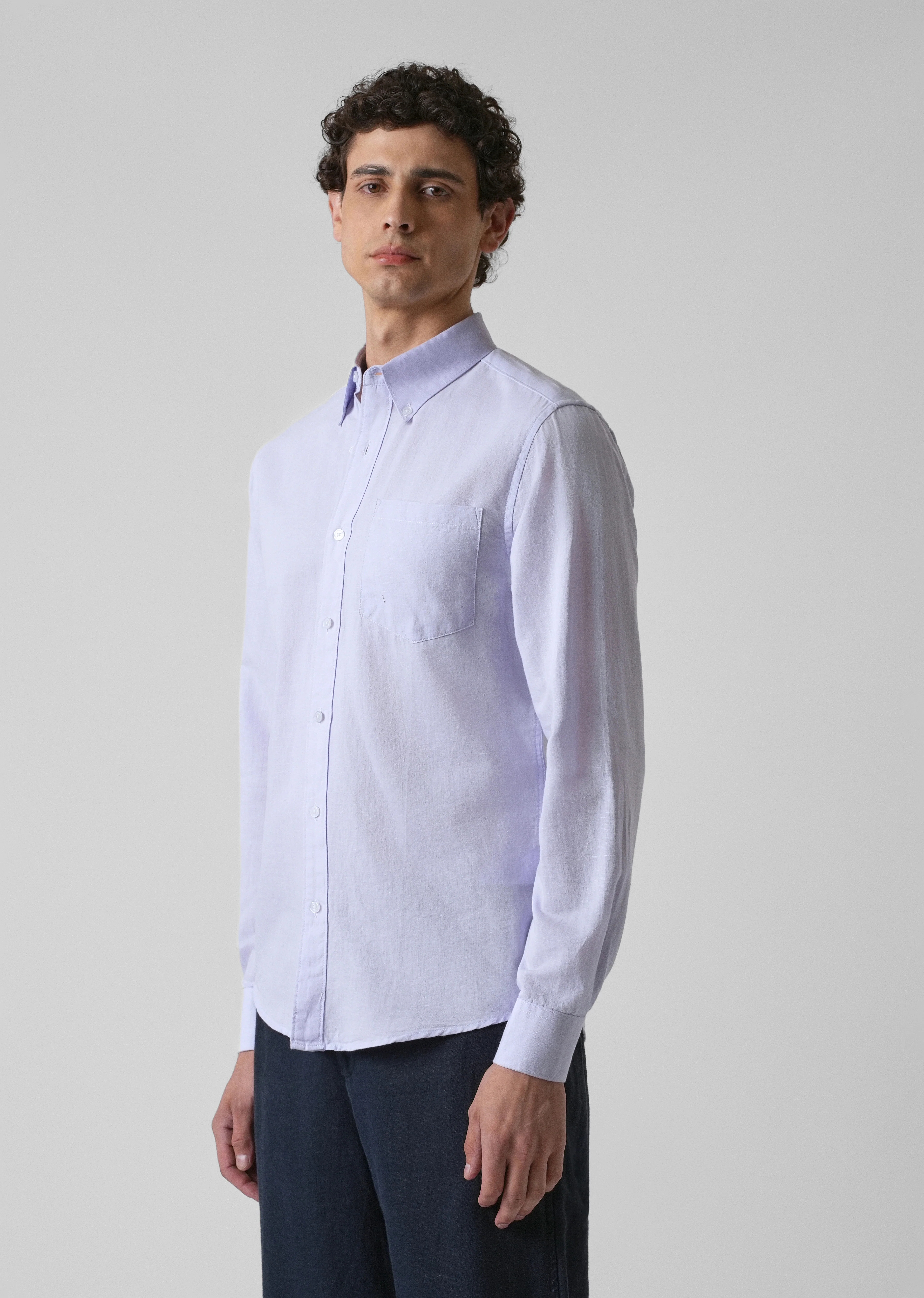 Pastel Lavender Cotton Linen Shirt - Image 4