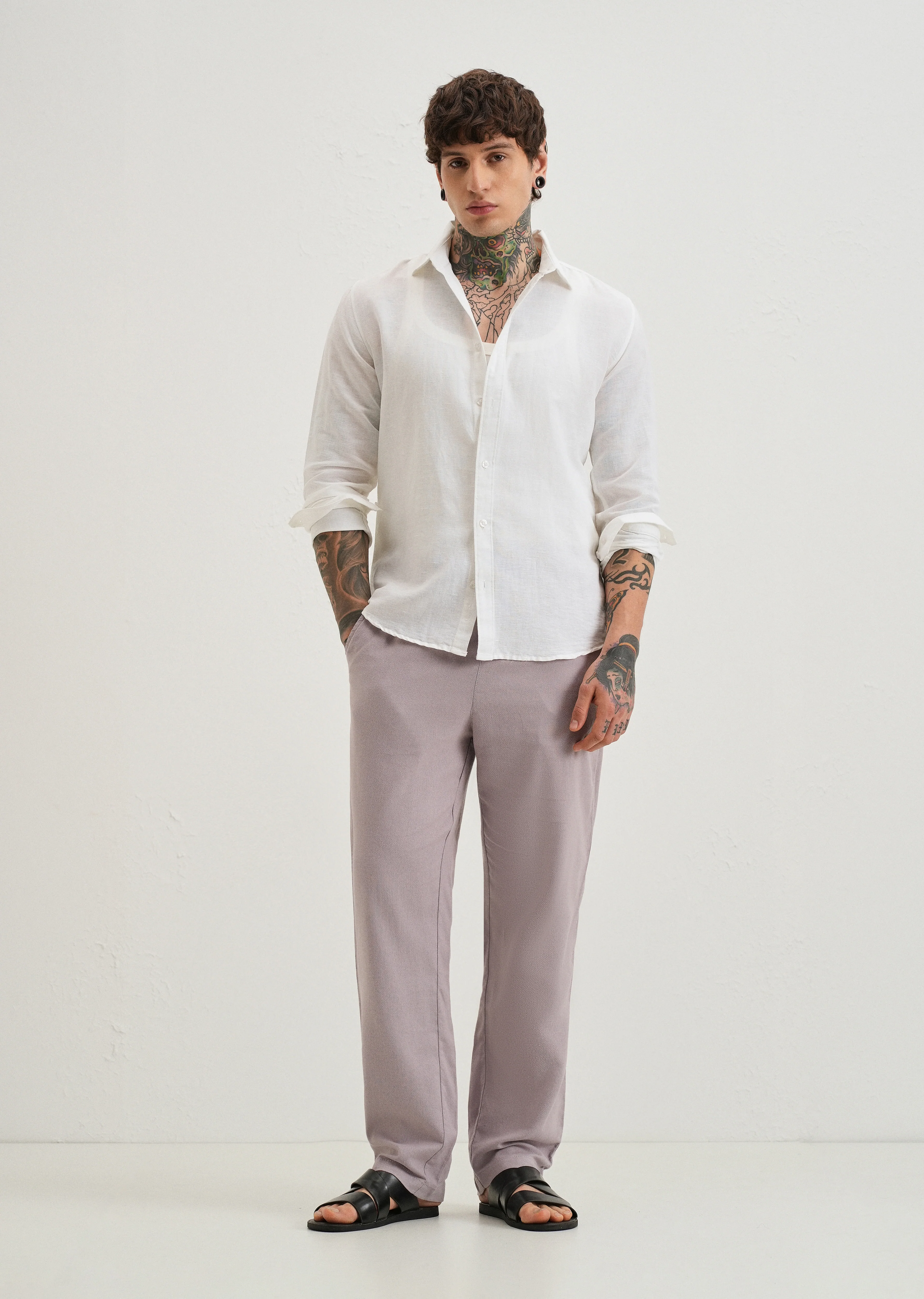 Pastel Lavender Textured Pants - Image 6