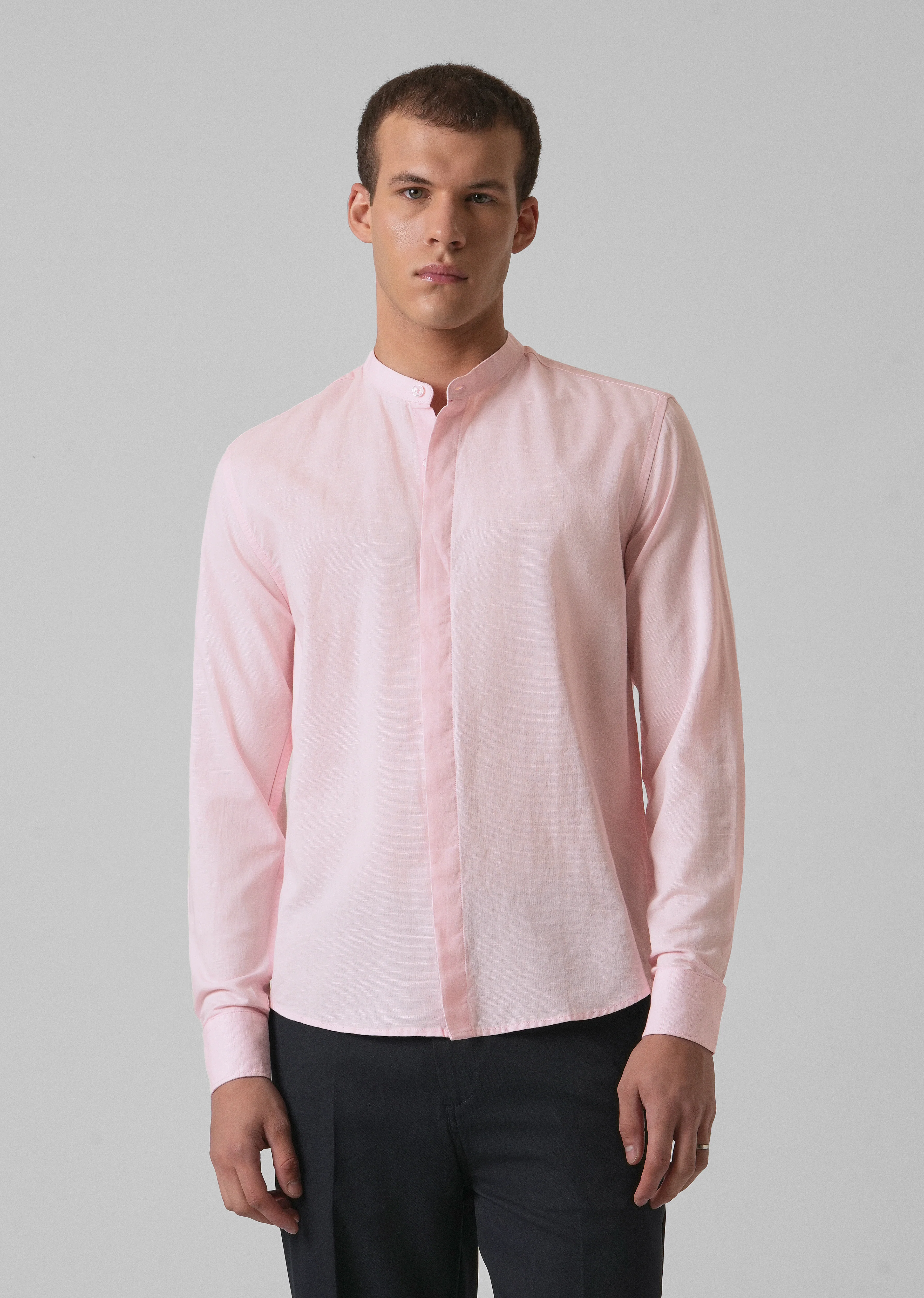 Pastel Pink Cotton Linen Shirt - Image 3