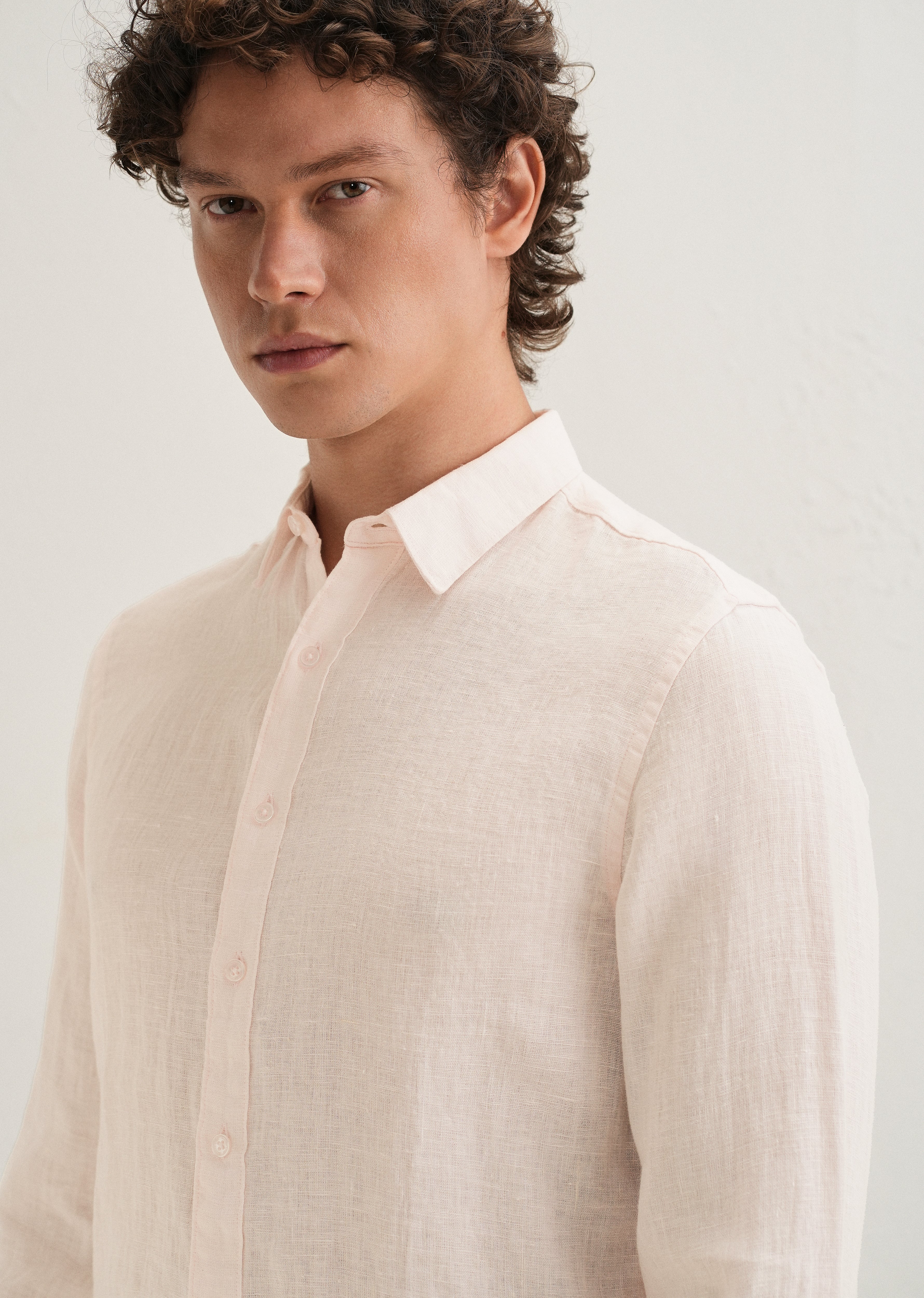 Pastel Pink Pure Linen Shirt - Image 2
