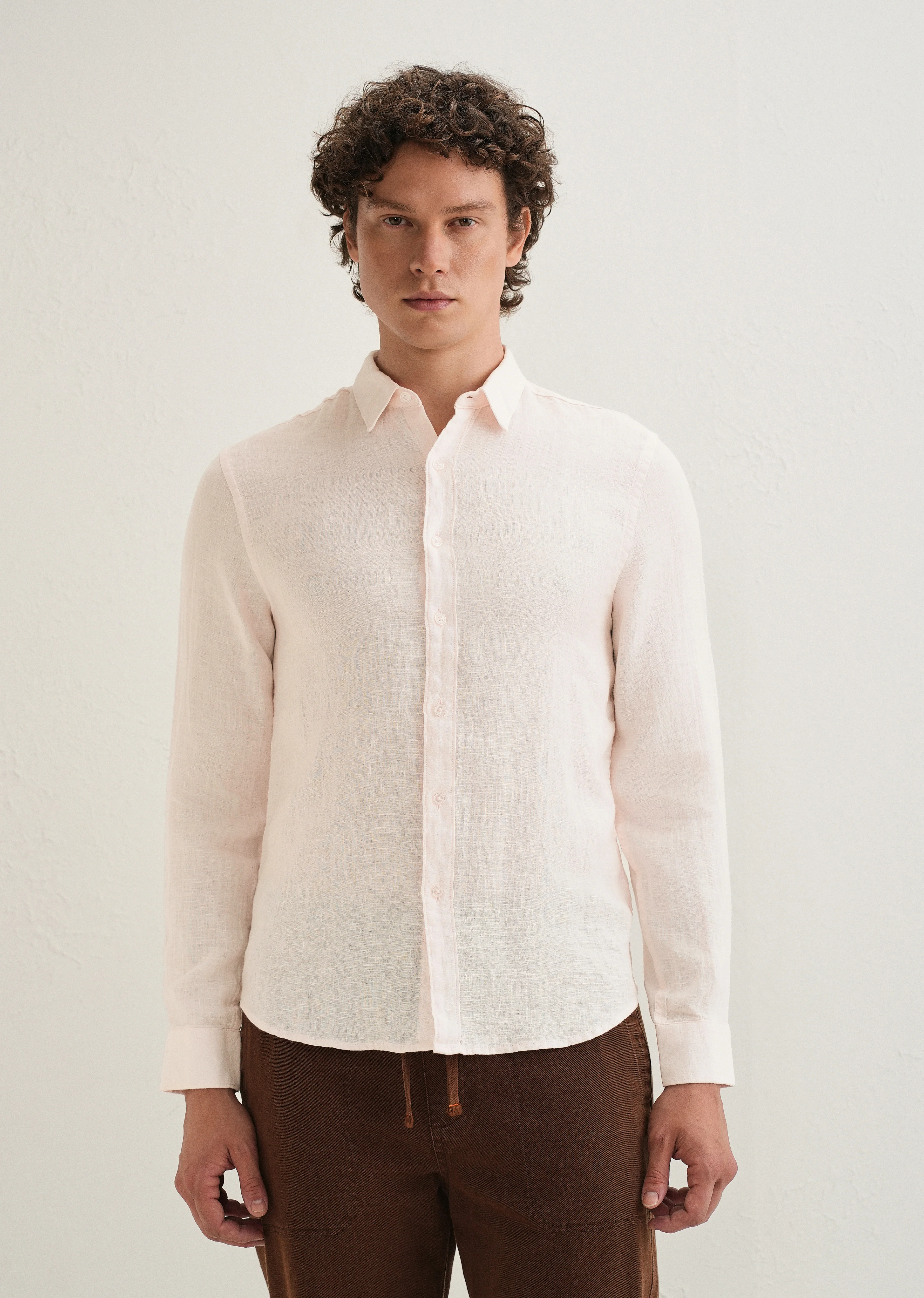 Pastel Pink Pure Linen Shirt - Image 3