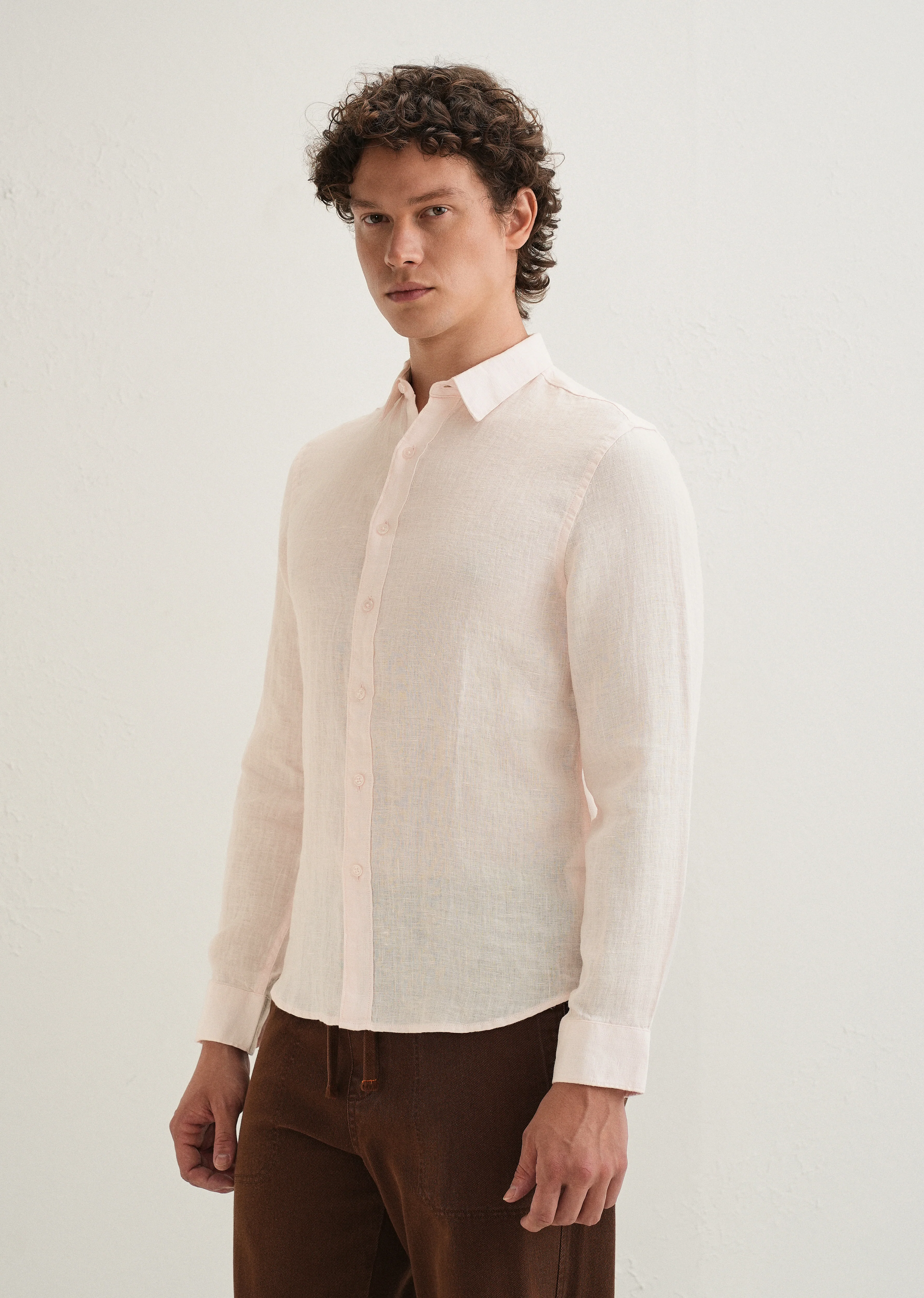 Pastel Pink Pure Linen Shirt - Image 5