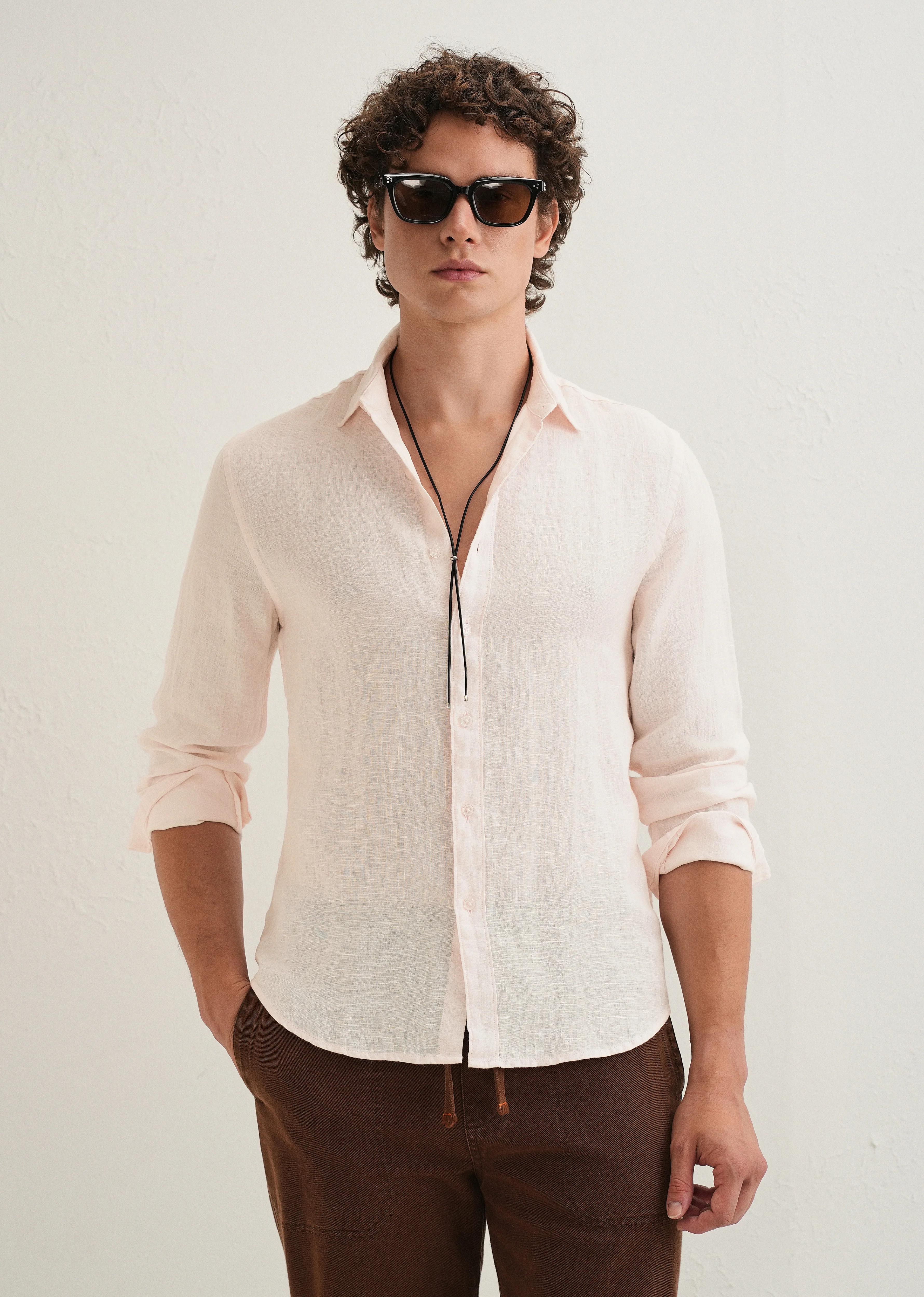 Pastel Pink Pure Linen Shirt - Image 7