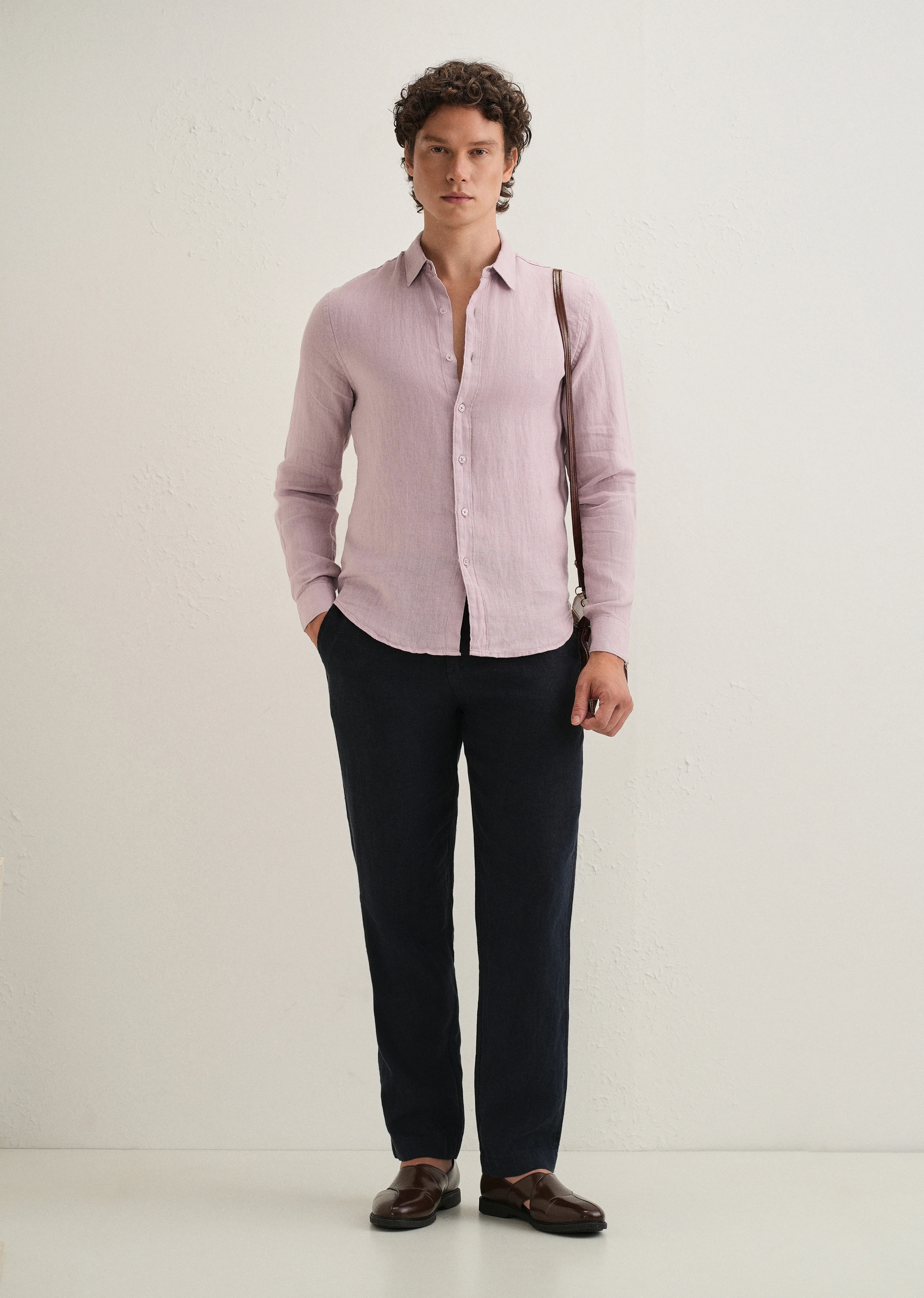 Pastel Purple Pure Linen Shirt - Image 6