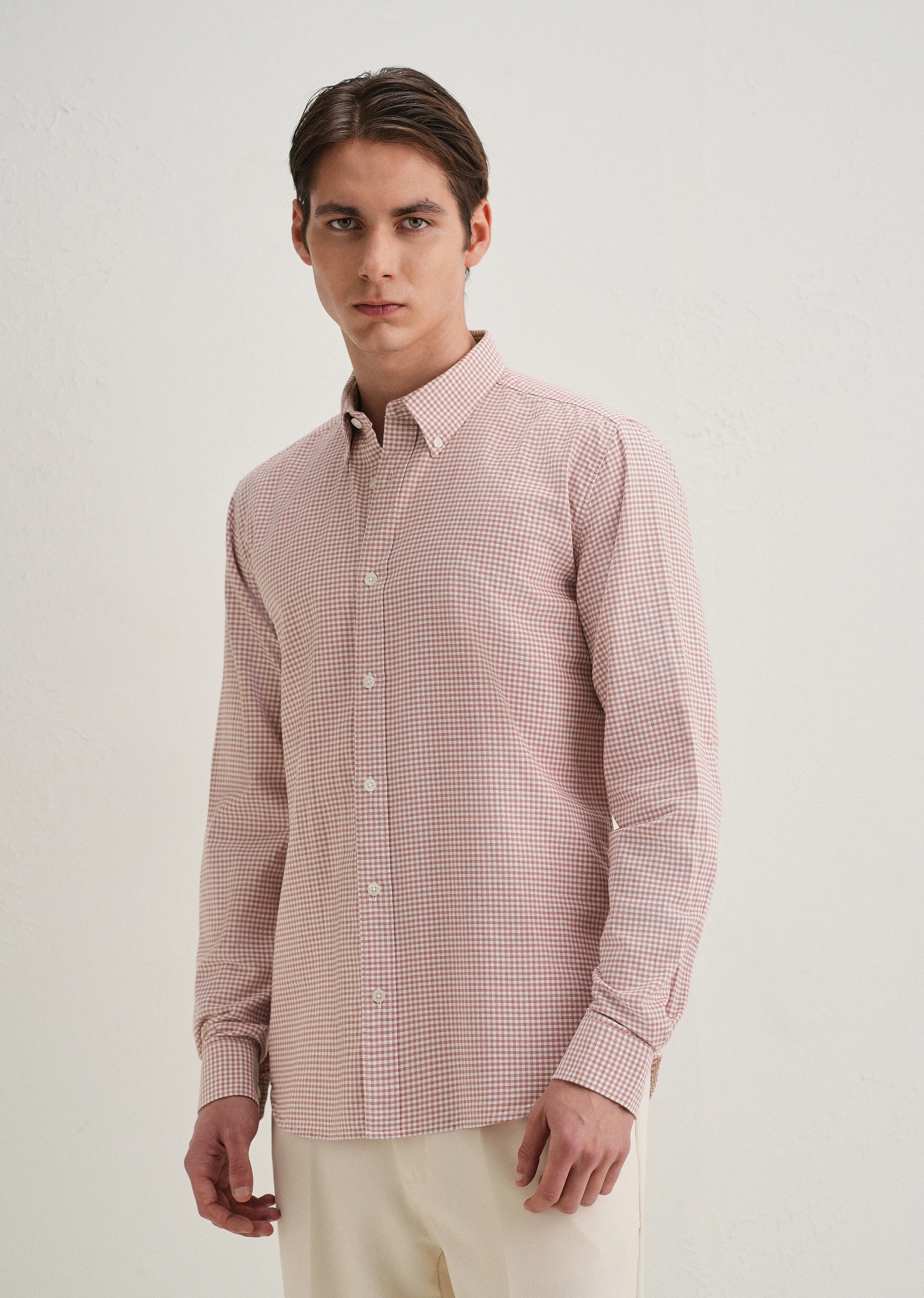 Pastel Red Gingham Check Shirt - Image 5