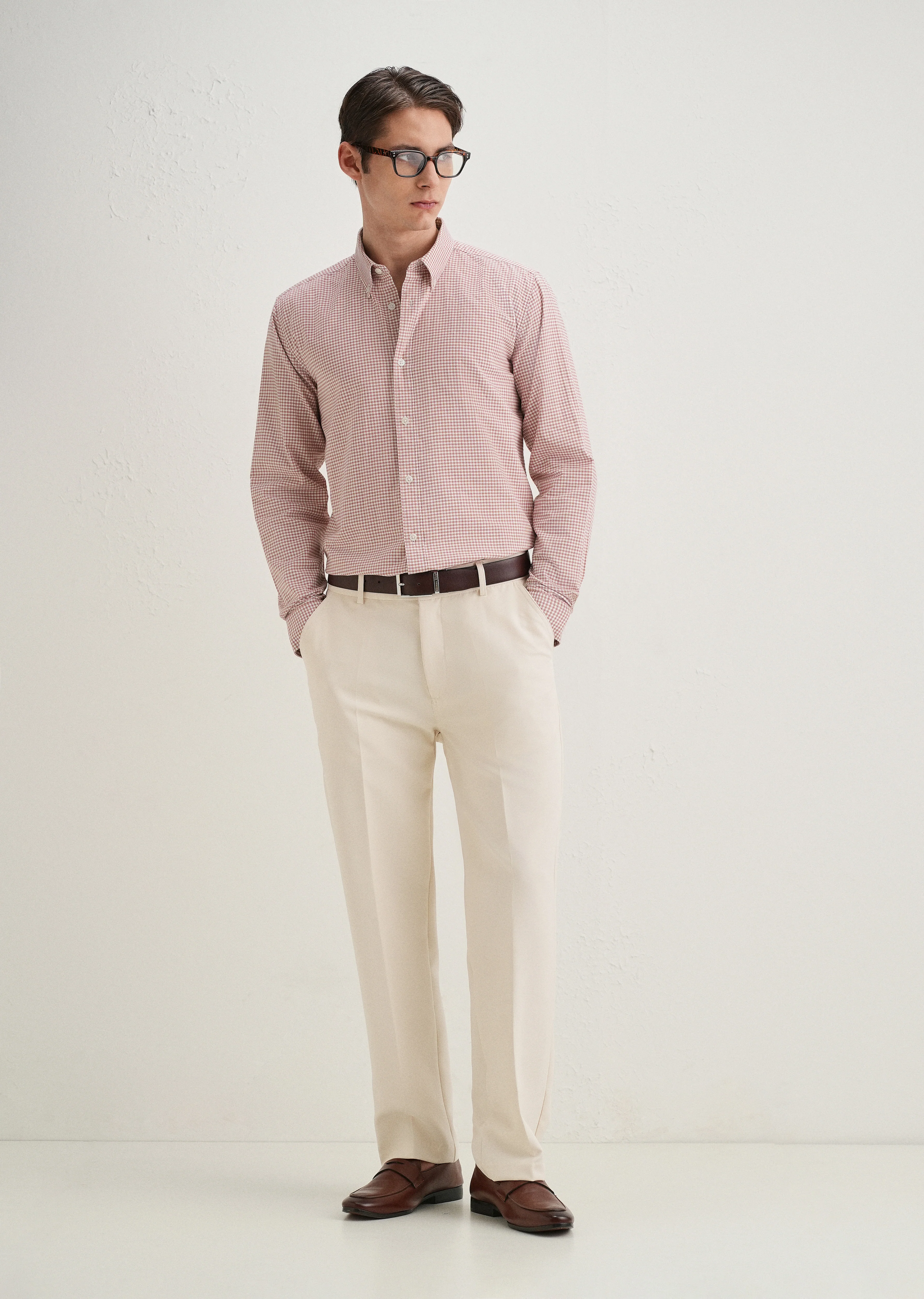 Pastel Red Gingham Check Shirt - Image 6
