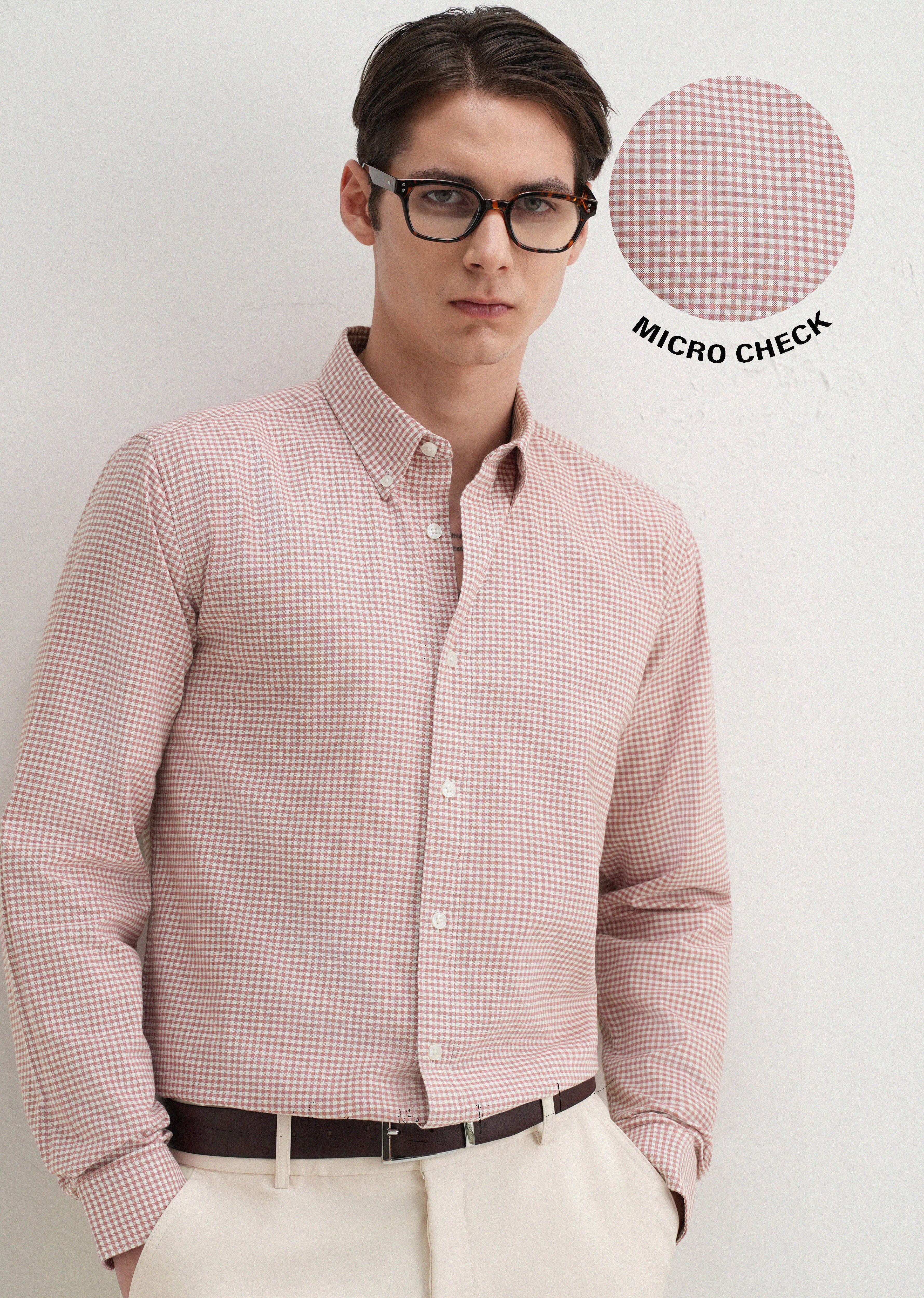 Pastel Red Gingham Check Shirt - Image 7