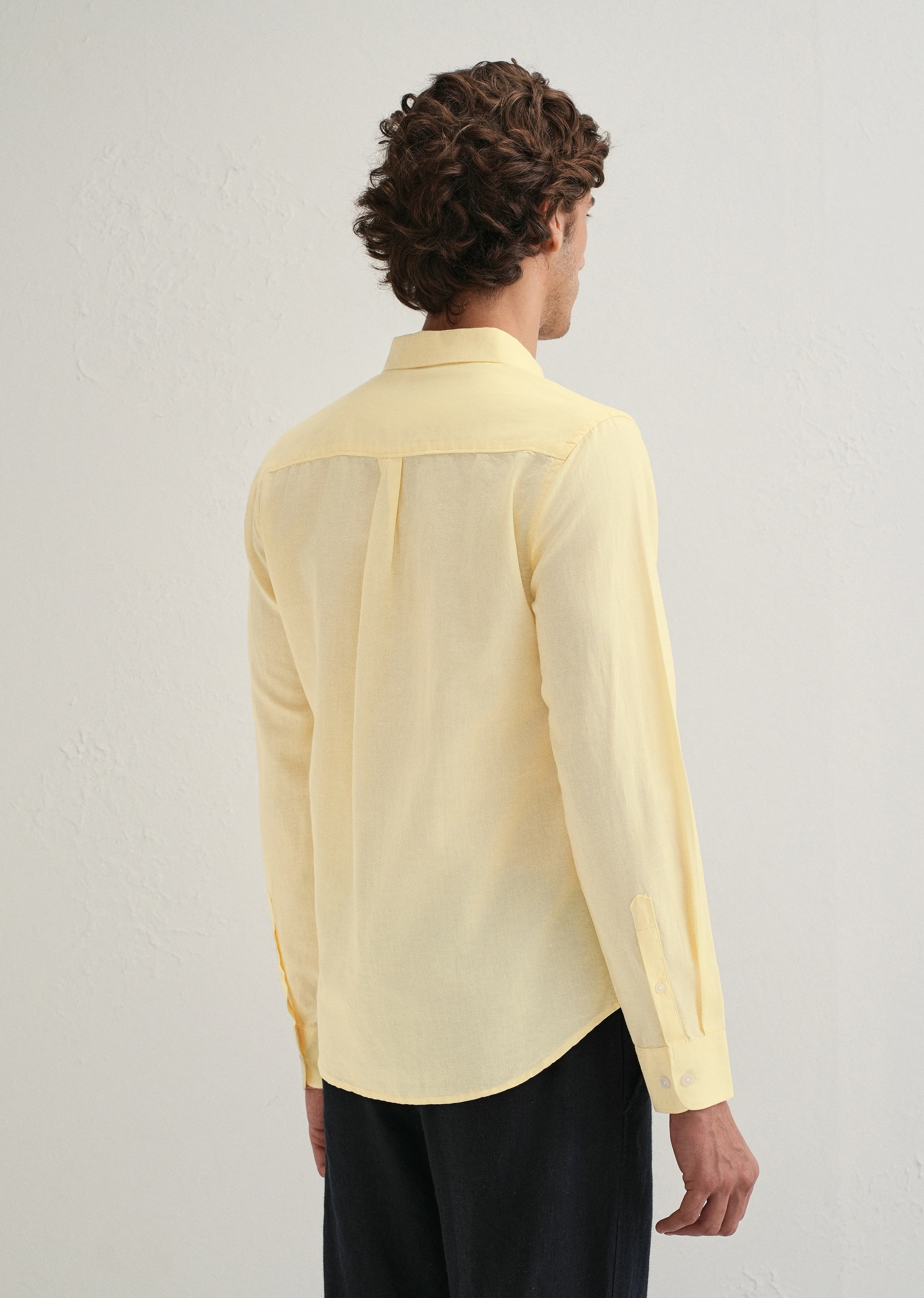 Pastel Yellow Cotton Linen Shirt - Image 2