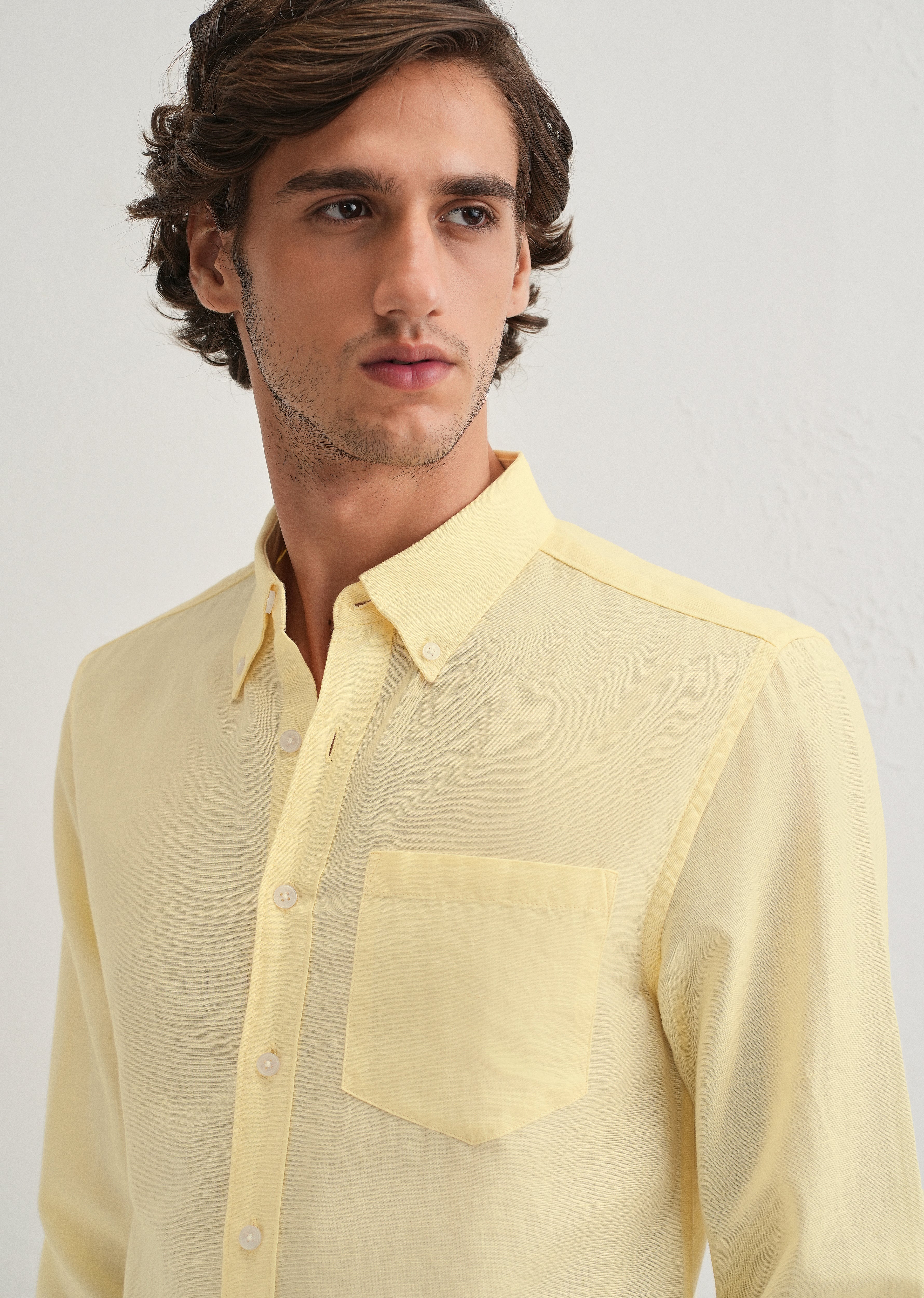 Pastel Yellow Cotton Linen Shirt - Image 5