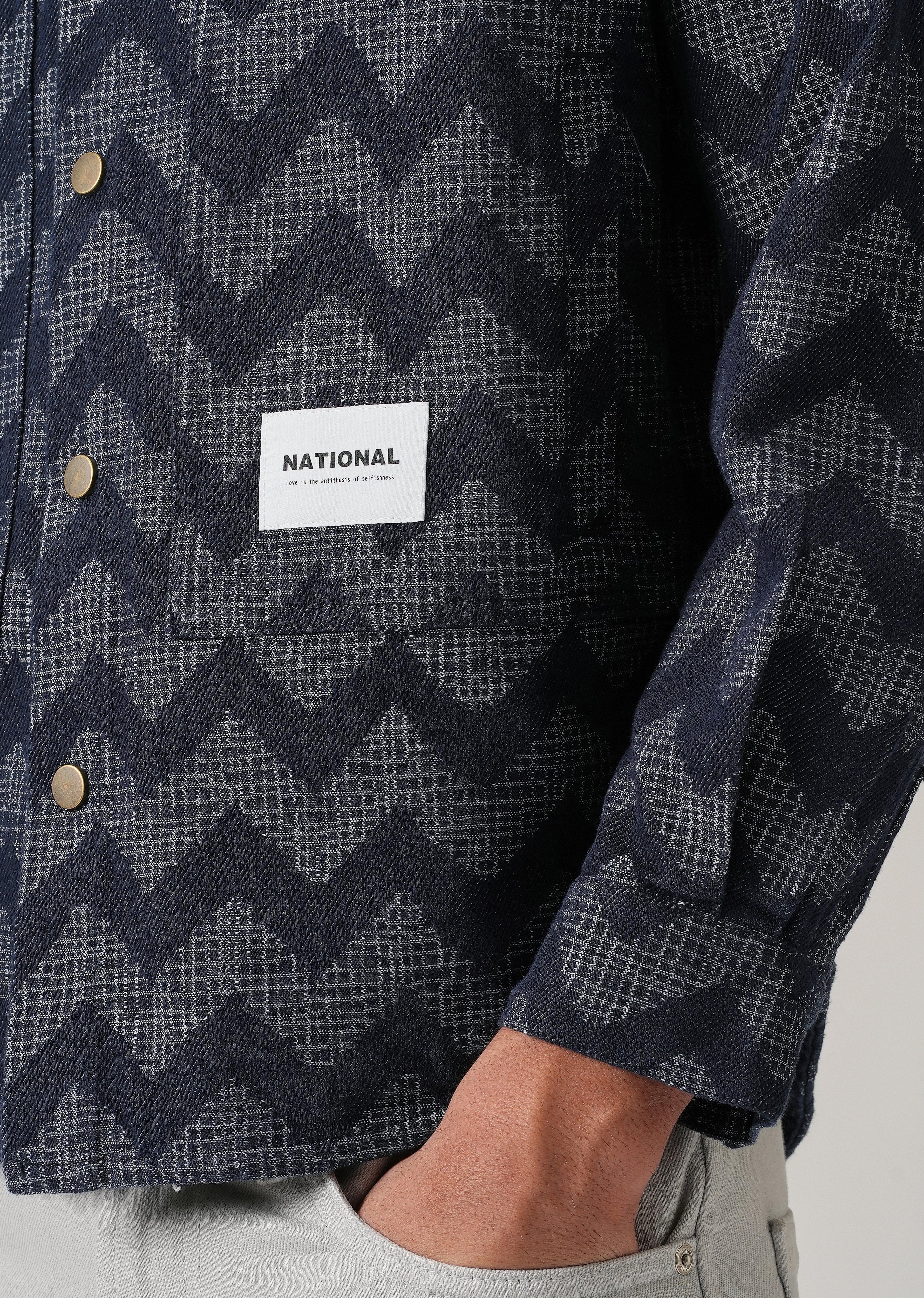 Patterned Denim Jacquard Jacket - Image 5