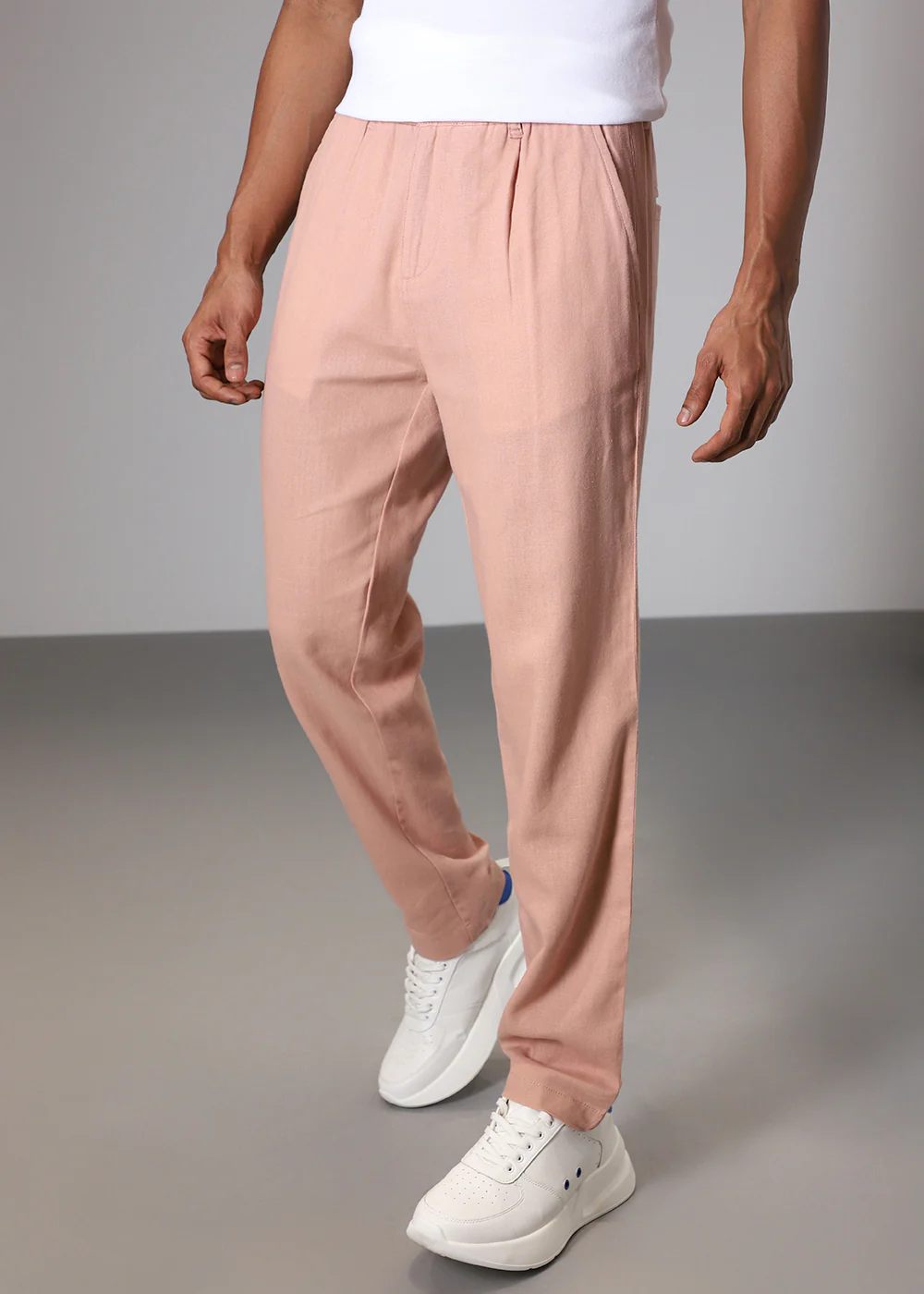 Peach Comfort Fit Linen Pant - Image 3